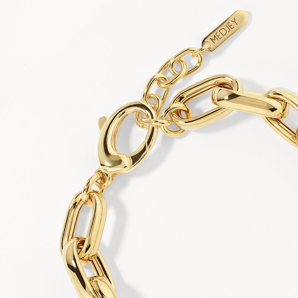 Gold Maxi Paperclip Chain Bracelet - Trendy Layering Jewelry for Women, Perfect for Everyday Wear & Stacking with Other Bracelets