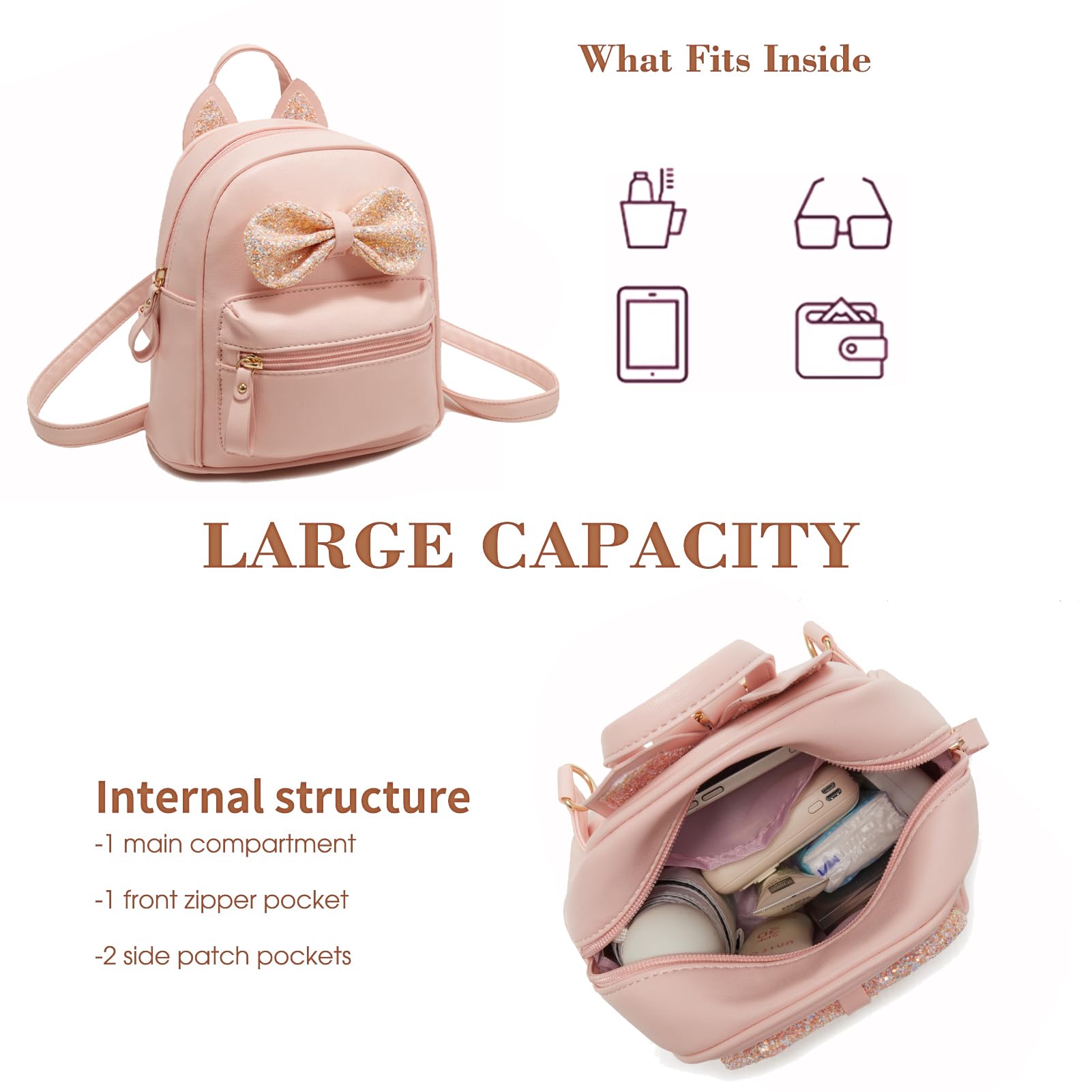 Cute Mini Backpack for Girls - Small Cat Backpack Purse for Teens & Kids - Toddler Bookbag for School, Travel & Daily Use