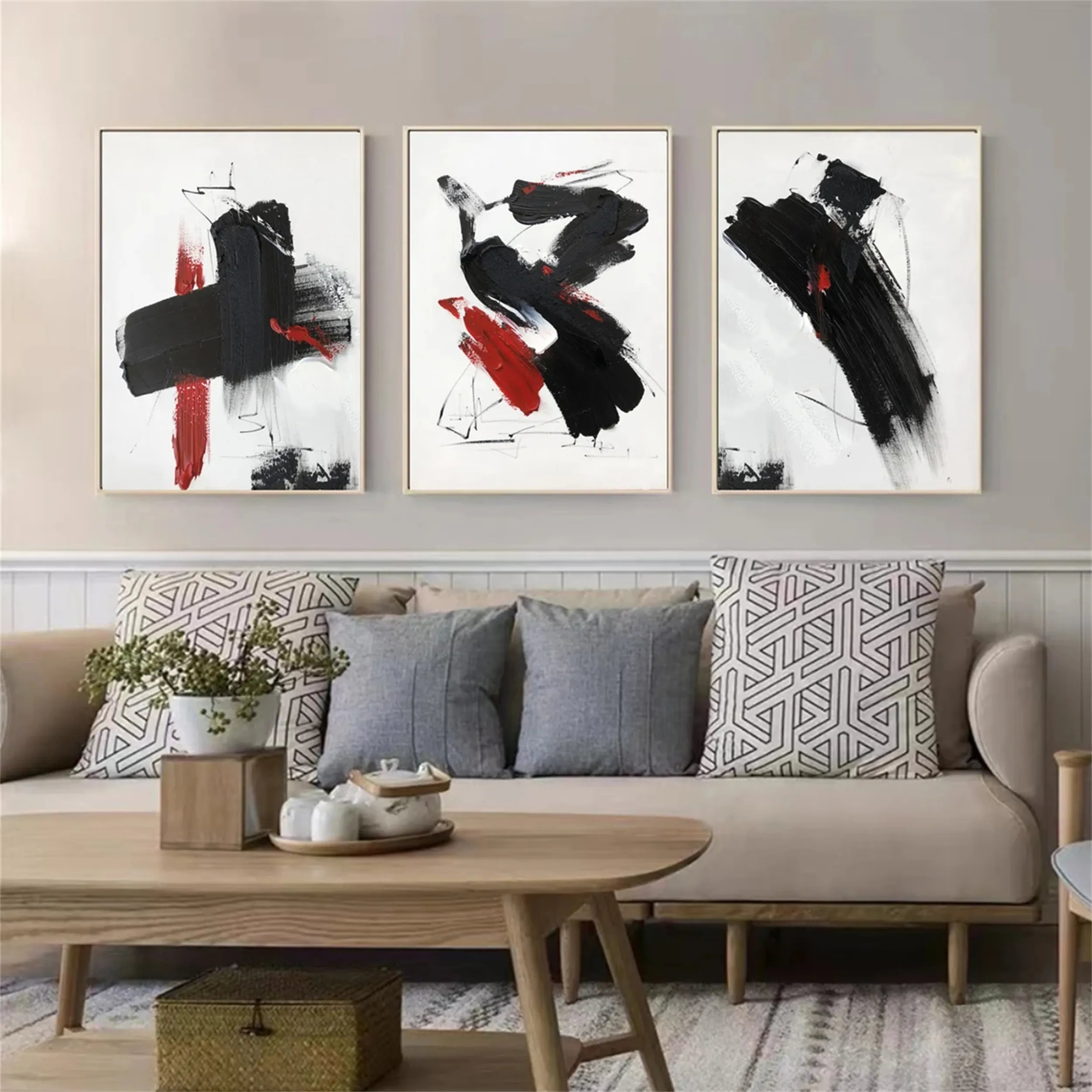 Minimalist Balance Canvas Painting Set of 3 - Abstract Wall Art for Living Room, Bedroom & Office Decor | Modern Home Decor | #MM287
