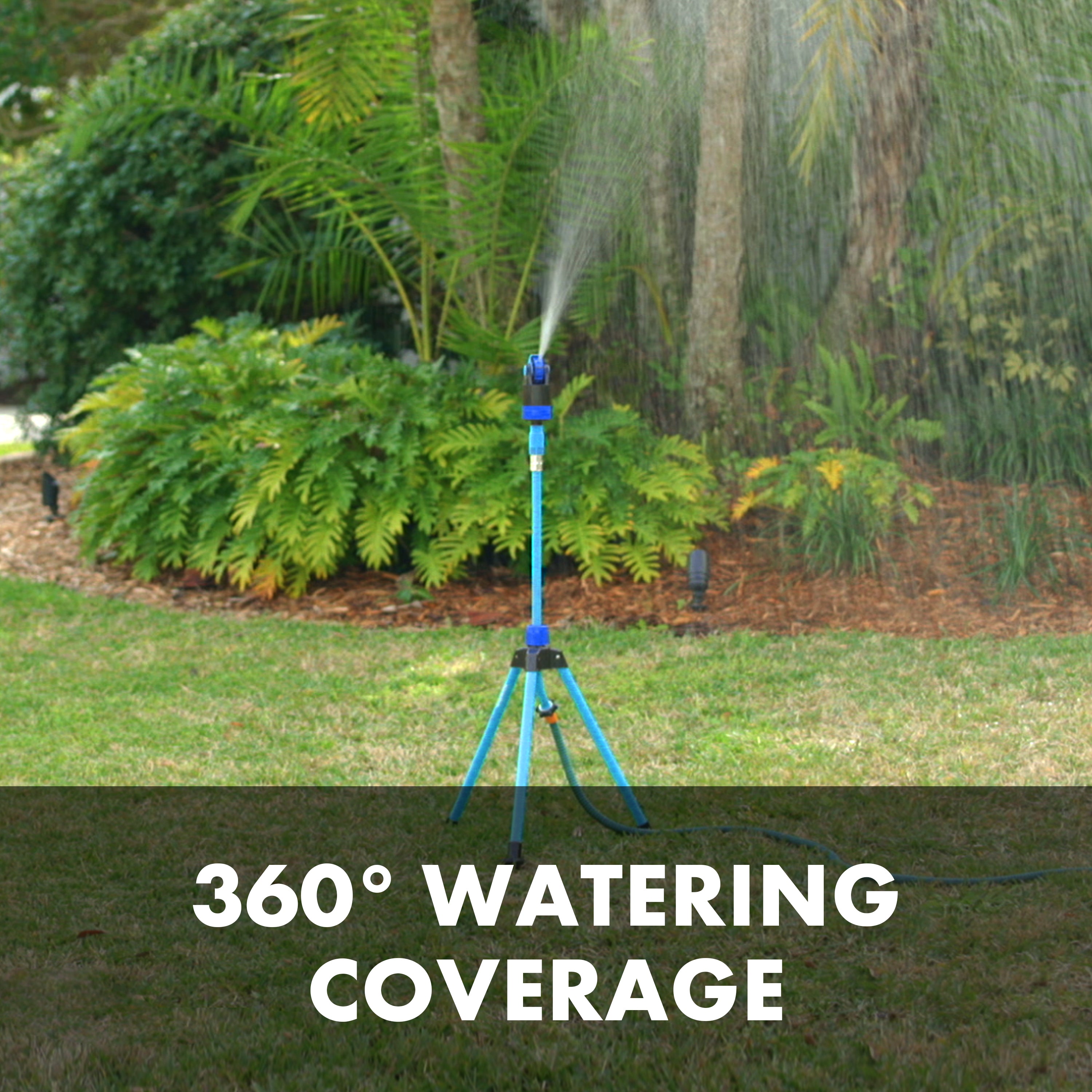 Aqua Joe AJ 6PSTB Heavy Duty Turbo Drive 360° Adjustable Tripod Sprinkler for Lawn & Garden - 6 Spray Patterns, 4500 Sq Ft Coverage - Perfect for Large Yards, Landscaping & Watering Plants