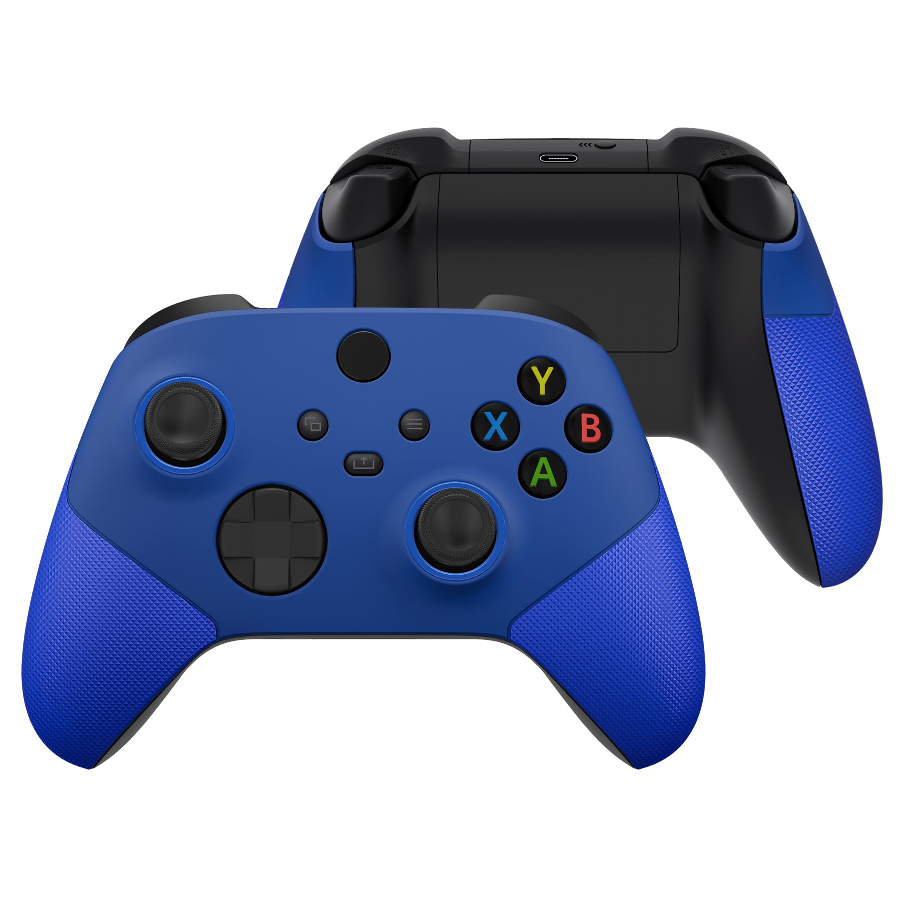 eXtremeRate ASR Performance Rubberized Side Rails & Front Housing Shell with Accent Rings for Xbox Series X/S Controller - Blue | Enhanced Grip for Gaming, Custom Replacement Parts for Xbox Controller