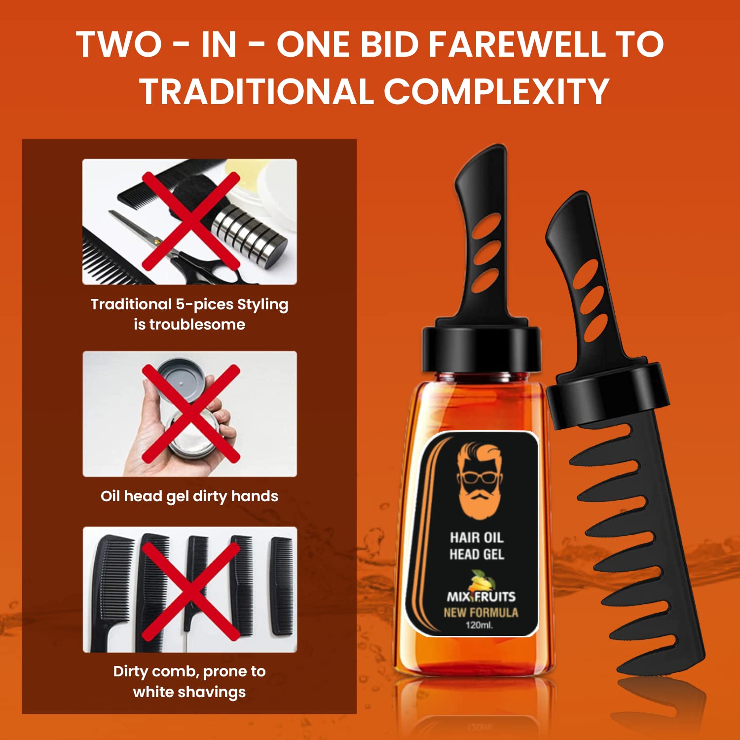 2-in-1 Men's Hair Styling Gel with Comb - Long Lasting Fluffy Hold, Fast Build Hair Wax for Moisturizing & Styling | Perfect for Salon Looks, Daily Grooming & Special Occasions