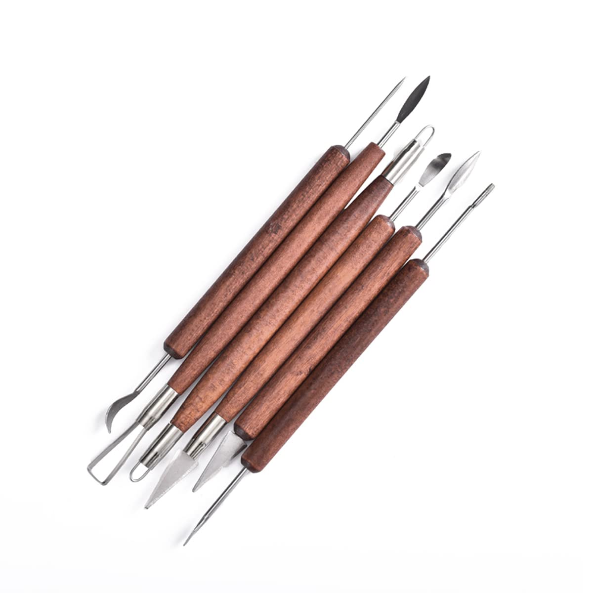 6 Pcs Wooden Handle Clay Sculpture Tools Set - Ceramic Carving, Pottery & Ceramics Modeling Kit for Artists & Crafters - Perfect for DIY Projects, Home Decor & Gift Making