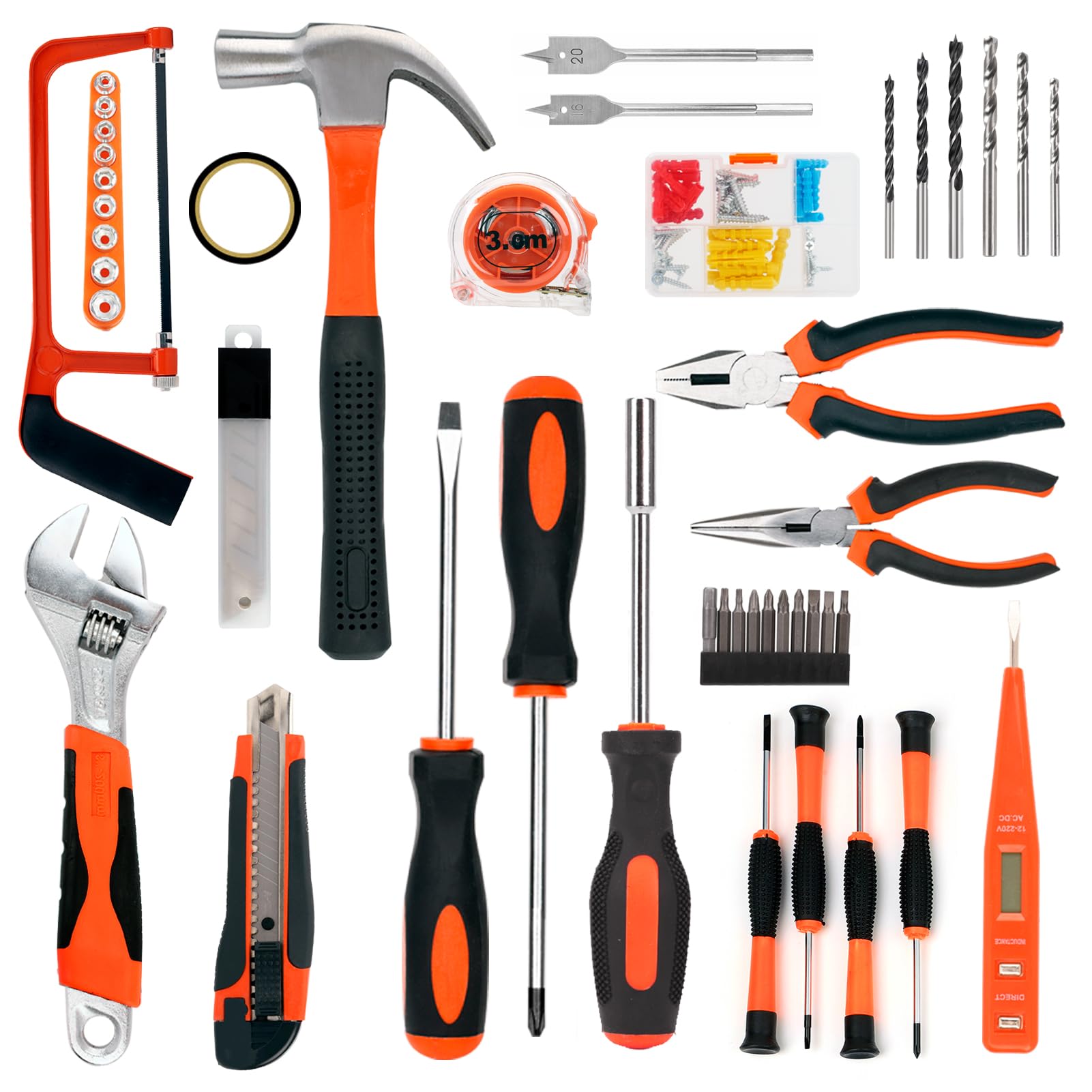 Yougfin 20V Cordless Drill Set Combo Kit - 114 Piece Power Tool Kit with 2 Batteries & Charger, Household Hand Tools for Men - Perfect for Home Office Repairs, DIY Projects & Improvement Tasks