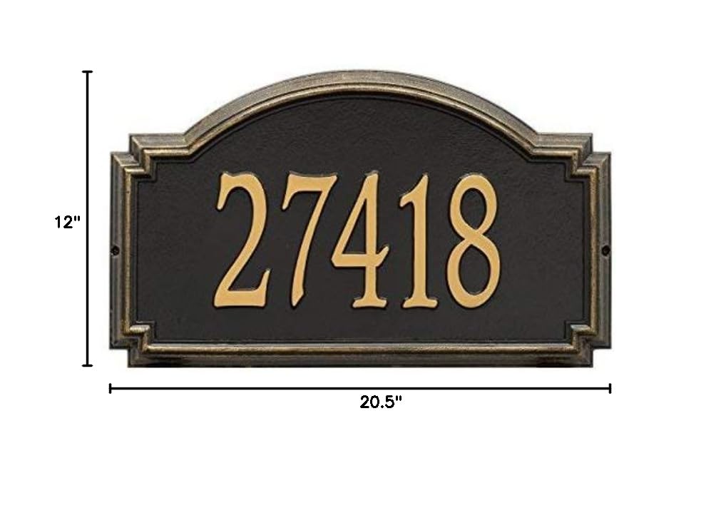 Whitehall Products 1294BG Williamsburg Estate Wall Mailbox - Single Line Address Plaque in Black & Gold - Perfect for Colonial & Traditional Home Exteriors