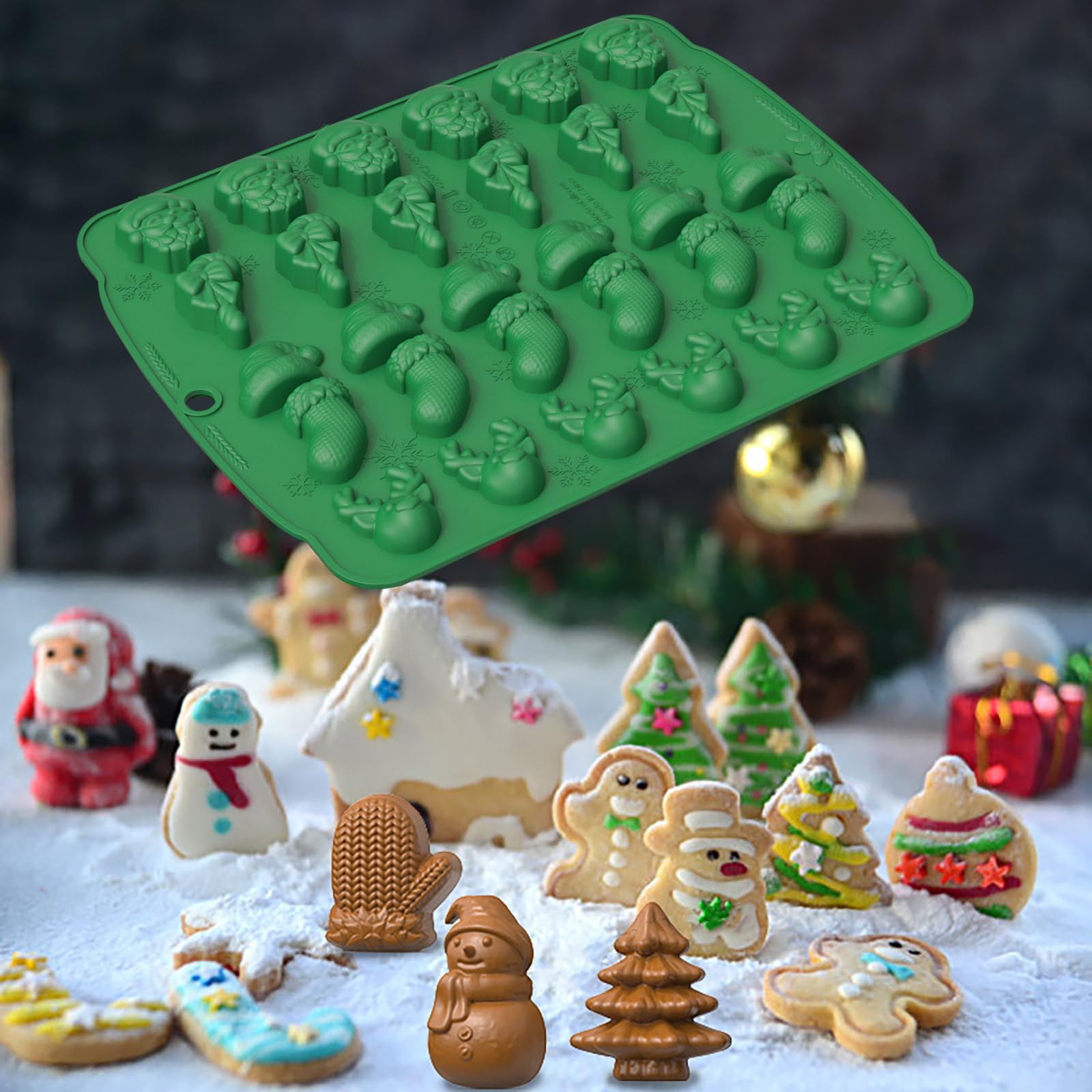 Premium Christmas Chocolate Molds Set - Food-Grade Silicone Baking Molds for Chocolate, Gummy Candy, Biscuits, Ice Cubes & Jelly - Mini Holiday Cookie Cutters (Christmas Gift Set B) - Perfect for Holiday Baking, DIY Desserts & Festive Party Treats