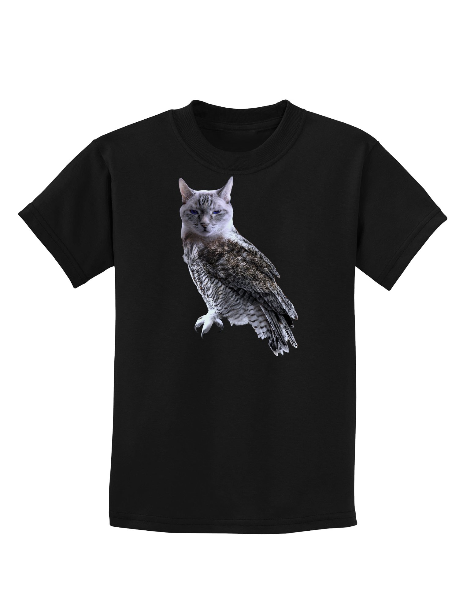 Lucky Cat Owl Graphic Dark T-Shirt for Kids - Cute Animal Print Tee for Boys & Girls - Perfect for School, Playdates & Family Outings