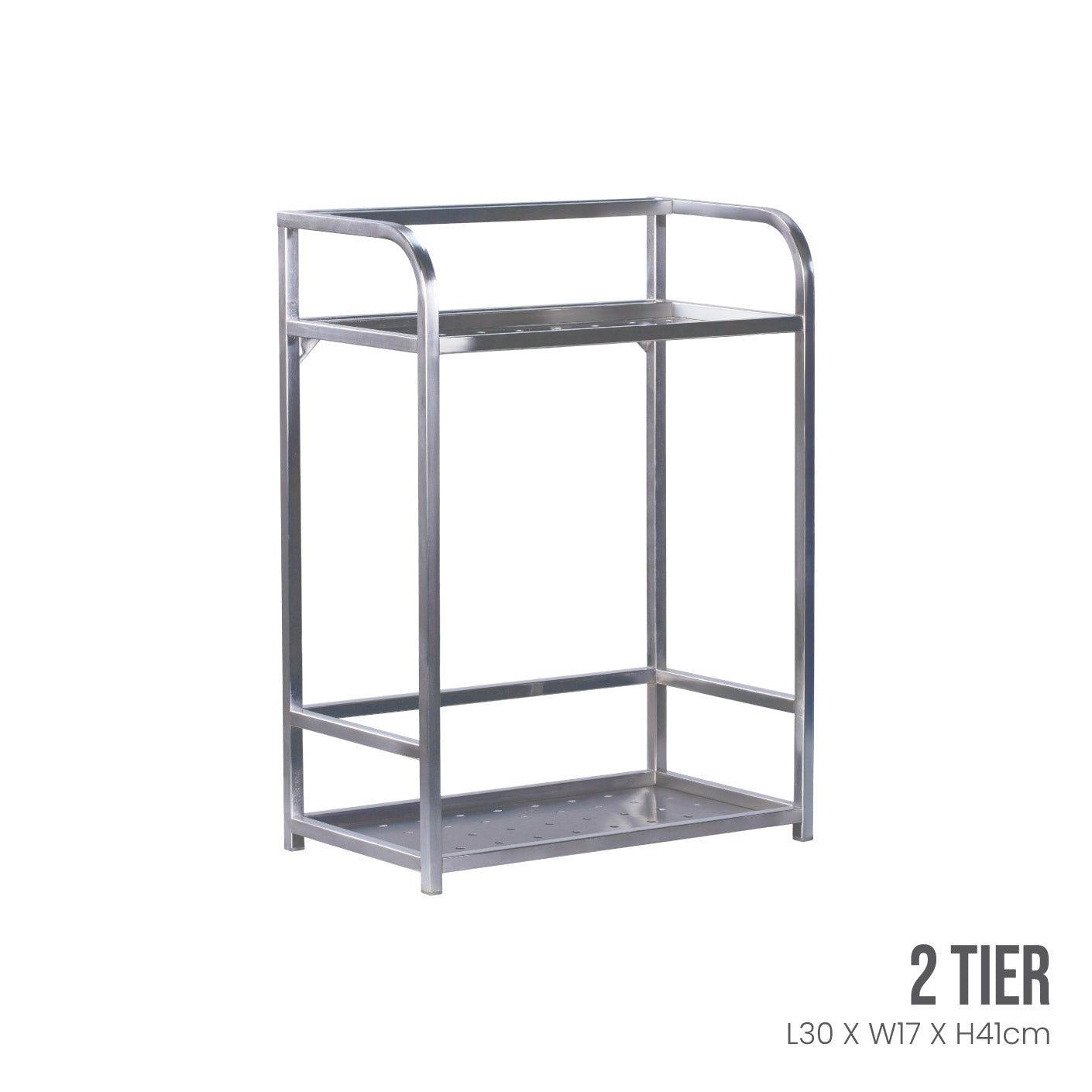 2 Tier Metal Shelf Rack 30x17x41cm - Heavy Duty Storage Organizer for Kitchen, Bathroom, Garage | Space Saving Multi-Purpose Utility Shelf (Model MP/201001 30 HFH8573A)