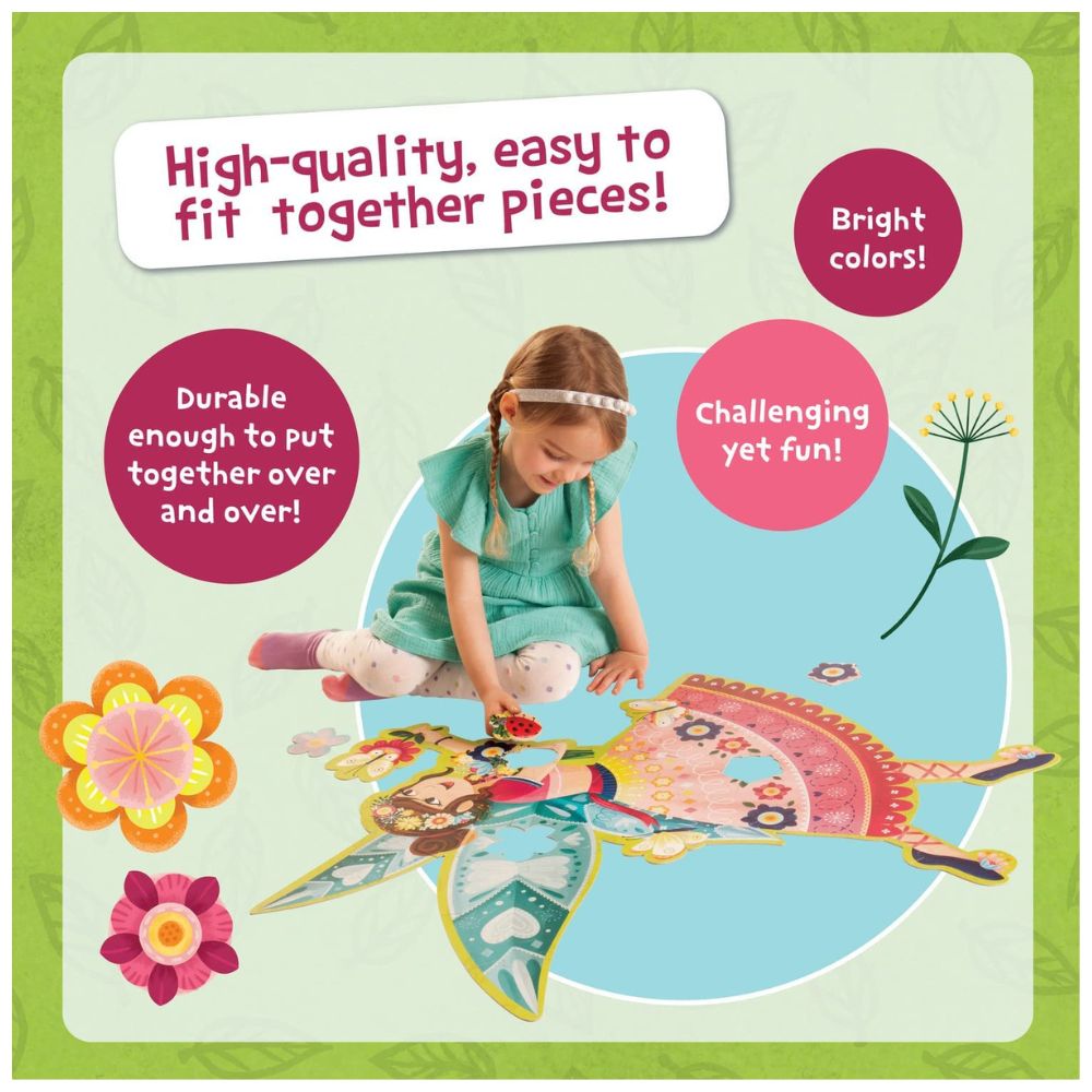 Peaceable Kingdom Shimmery Fairy Floor Puzzle for Kids - 48 Piece Glow in The Dark Jigsaw Puzzle for Girls & Boys Ages 3-6 - Perfect for Bedroom Decor, Playroom & Birthday Gifts