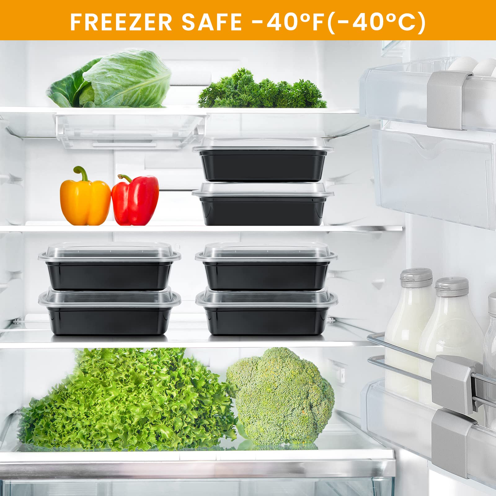 38oz Meal Prep Containers - Extra Large & Thick Reusable Plastic Food Storage Containers with Lids (30 Pack) | BPA Free, Microwave, Freezer & Dishwasher Safe | Stackable Bento Box for Meal Prepping, Leftovers & Office Lunch