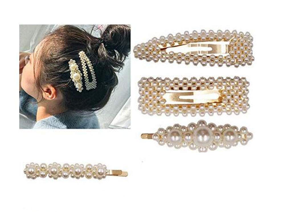 4PCS Women's Fashion Alloy Hair Clips with Faux Pearl - Elegant Bridal Hairpins for Wedding, Party & Daily Use (Gold) - Perfect Hair Accessories for Special Occasions and Everyday Style