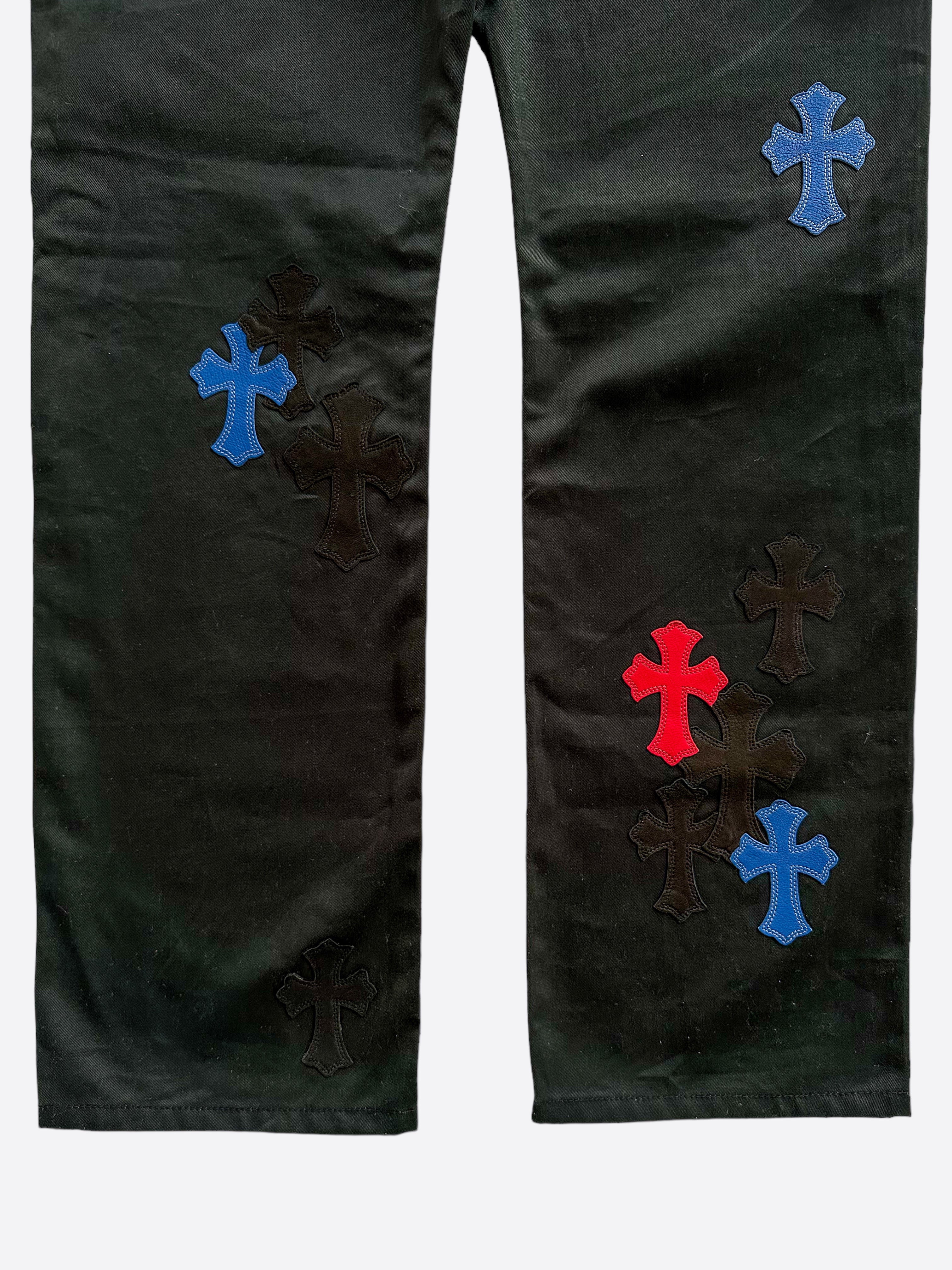 Chrome Hearts Dark Navy Multicolor Cross Patch Chino Pants for Men | Stylish Casual & Streetwear Fashion | Perfect for Daily Wear, Parties & Urban Outfits