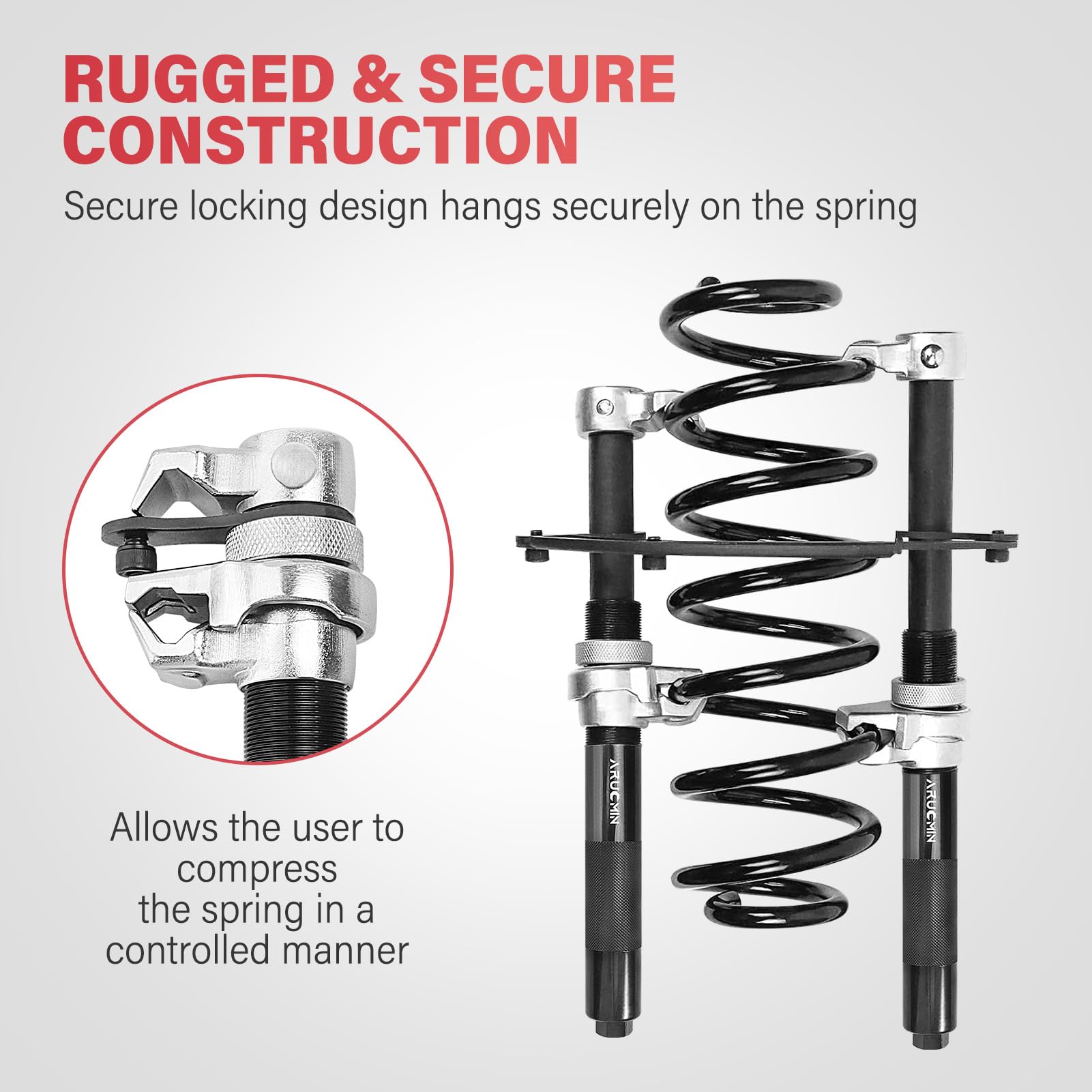Heavy Duty Coil Spring Compressor Tool Kit - 2645 lb Capacity MacPherson Strut Spring Compressor Set with Safety Bracket for Car & Truck Suspension Repair | Garage & Auto Shop Use