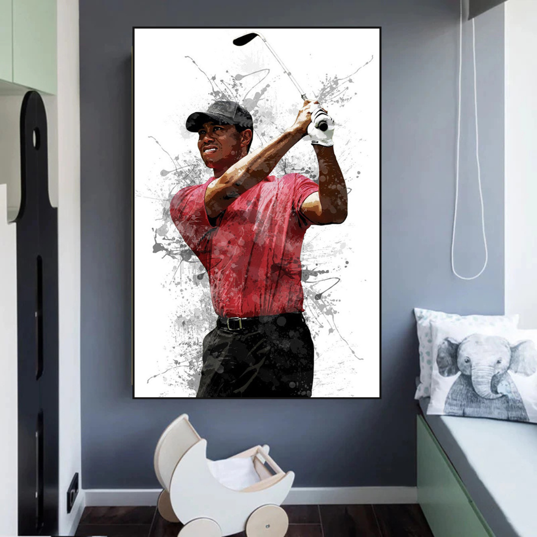 Tiger Woods Canvas Wall Art - Premium Sports Memorabilia for Golf Lovers | Perfect for Home, Office & Man Cave Decor