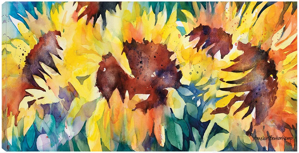 Sun Canvas Wall Art - Hand Painted Fine Art by Annelein Beukenkamp - 50x26 Inch Ready to Hang Painting for Living Room, Bedroom, Office Decor - Perfect for Home, Kitchen, Bathroom & Commercial Spaces