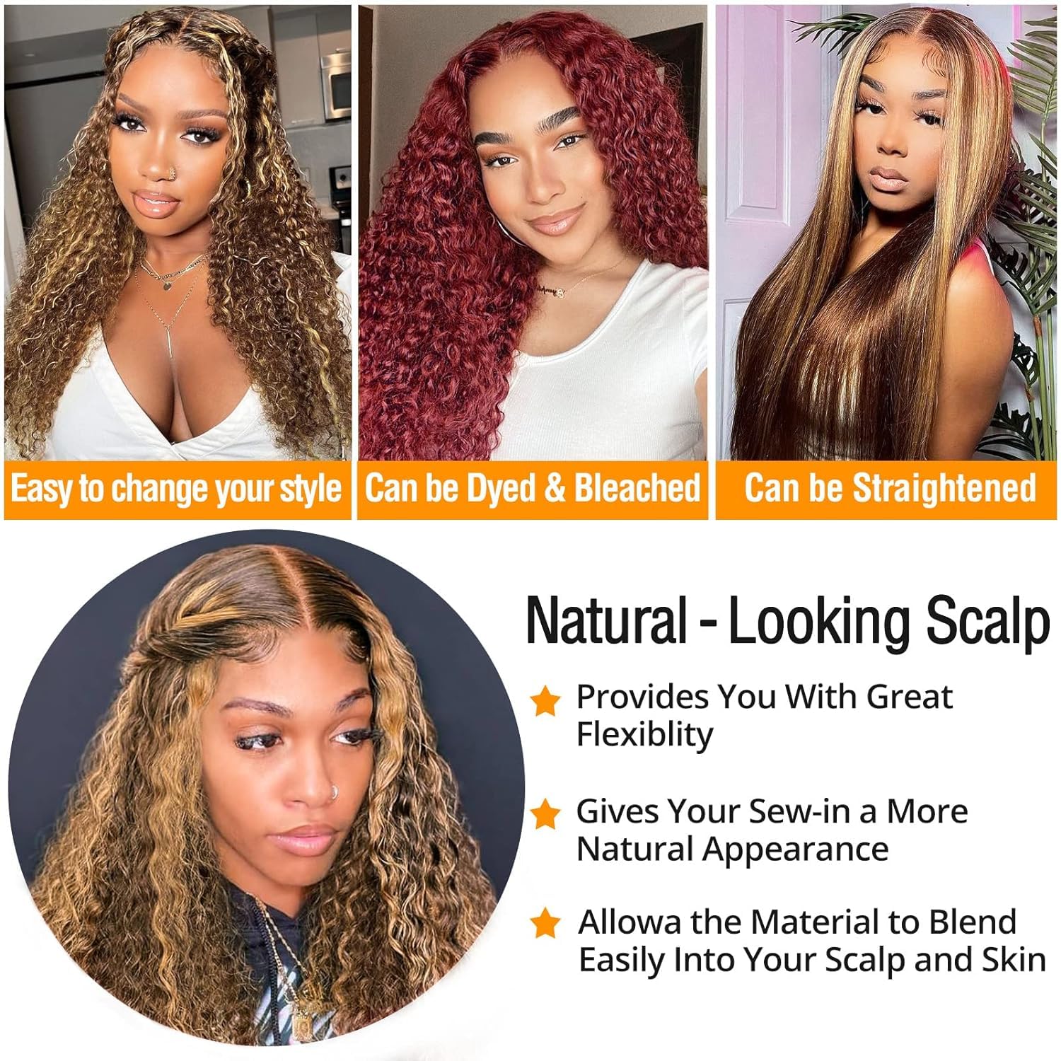 13x6 Glueless Lace Front Wigs Human Hair - 180% Density Wet & Wavy Ombre Highlight Pre-Plucked Wig for Black Women (28 Inch) | Perfect for Daily Wear, Parties & Special Occasions