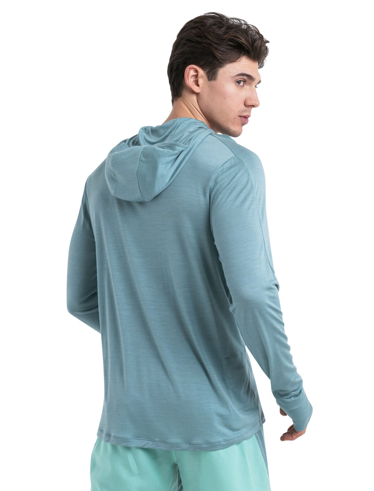 125 Cool Lite Merino Blend Sphere Long Sleeve Hoodie for Men - Breathable & Lightweight Performance Hooded Sweatshirt - Perfect for Hiking, Running & Outdoor Activities