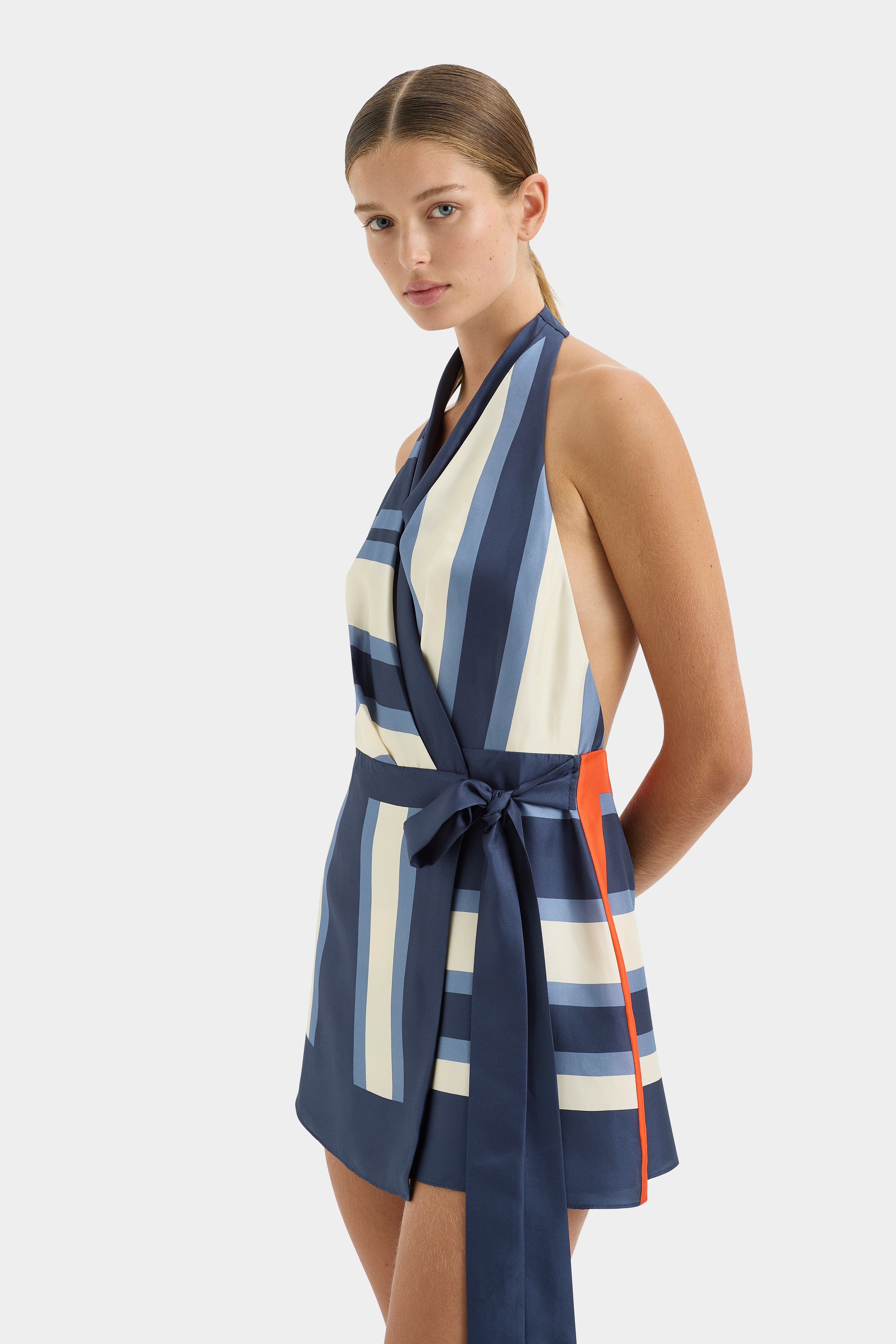 Sexy Dazed Wrap Halter Mini Dress for Women - Summer Beach Party, Club Night Out, Date Night Outfit