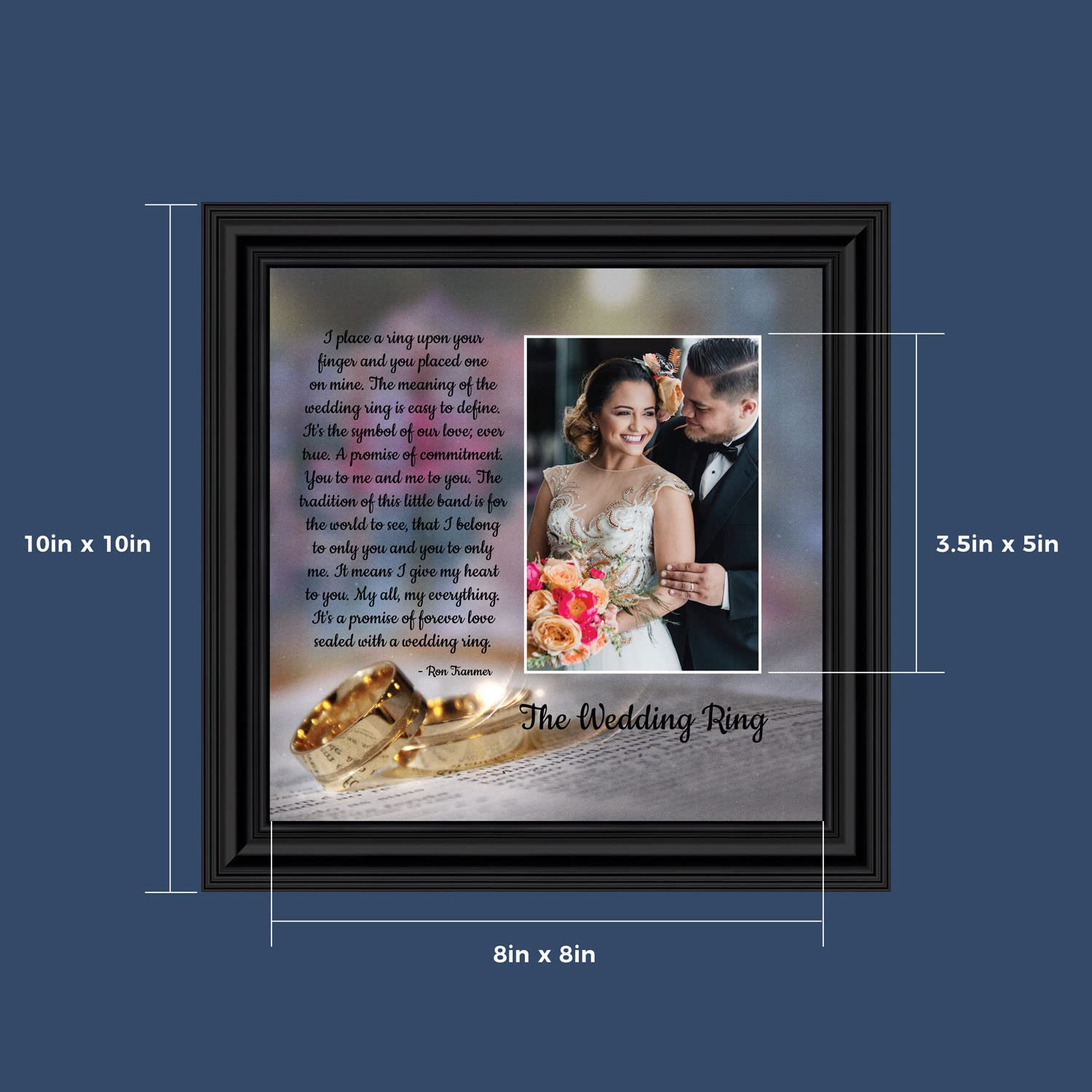 Crossroads Home Décor The Wedding Ring Picture Frame - Elegant Keepsake for Anniversaries, Engagements & Weddings - Perfect Gift for Couples, True Love & Romantic Home Decor (6418B) - Display Cherished Wedding Photos in Bedroom, Living Room or as a Heartfelt Gift