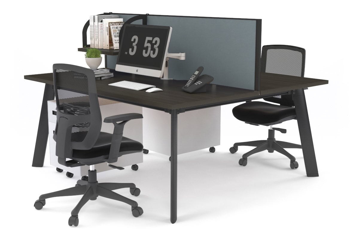 2 Person Workstation with Black Frame - 1200L x 800W Office Desk with Cable Management | Perfect for Home Office, Coworking Spaces & Small Business Teams