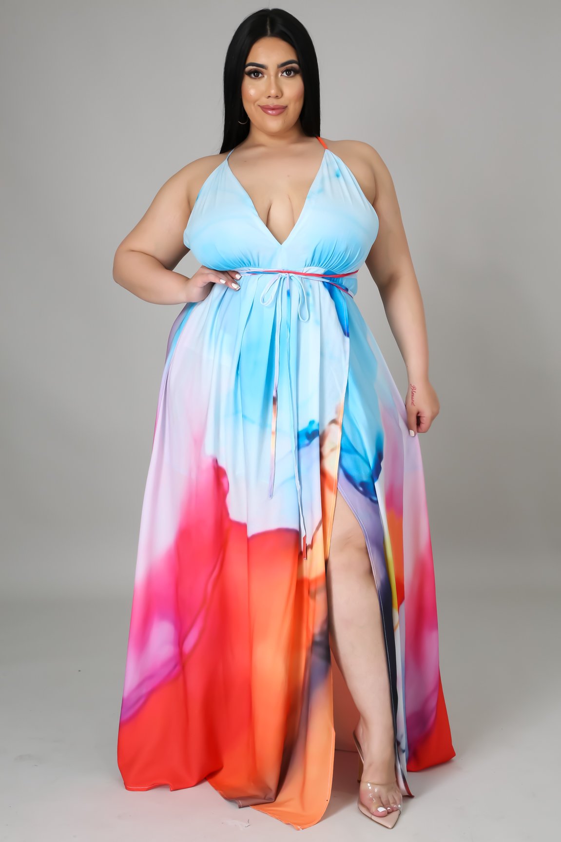 Island Escape Multi Maxi Dress for Women - Flowy Summer Beach Dress with Pockets | Perfect for Vacations, Weddings & Casual Outings