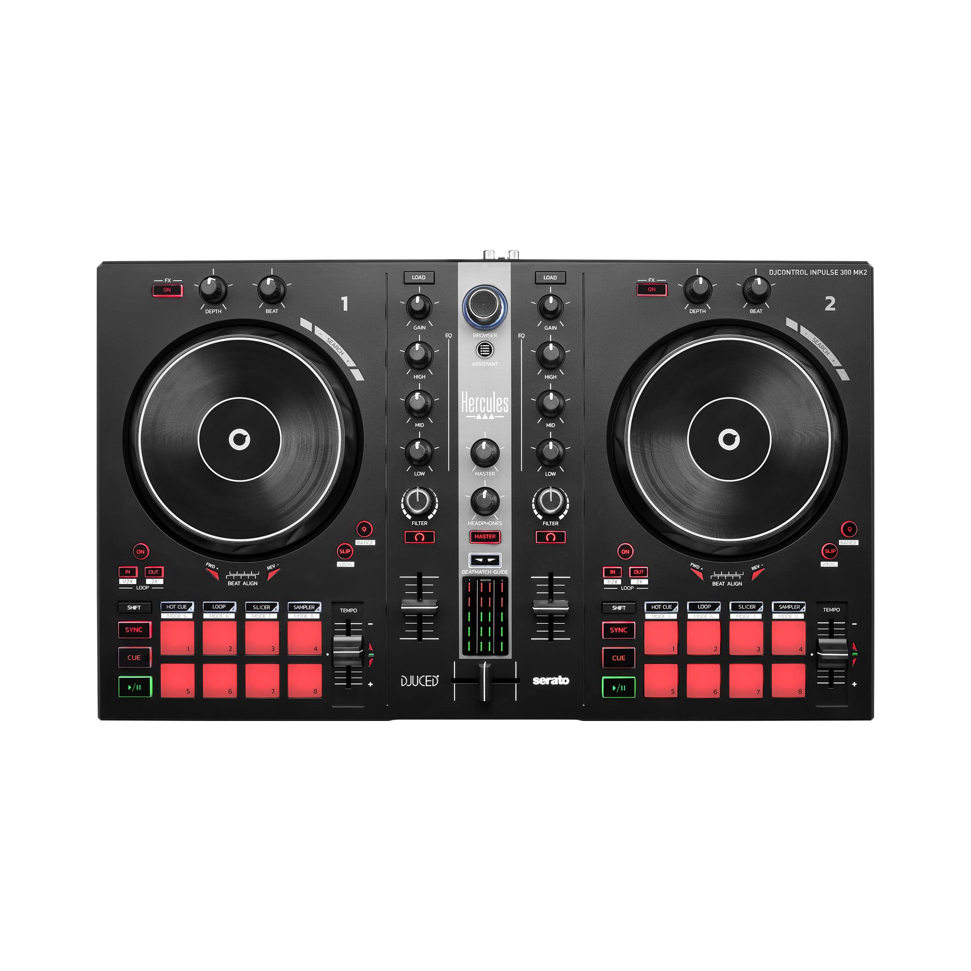 Hercules DJ Controller 4780944 - Professional USB DJ Mixer for Serato DJ, Perfect for Clubs, Parties & Home DJing