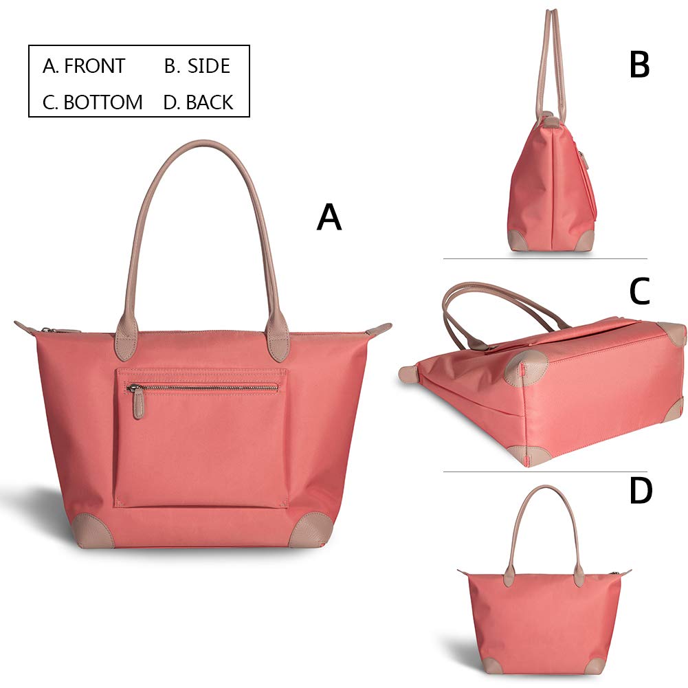 Stylish Large Lightweight Tote Bag for Women - Designer Leather & Nylon Work Shoulder Bag, Foldable Travel Purse | Perfect for Office, Commute, Shopping & Weekend Getaways