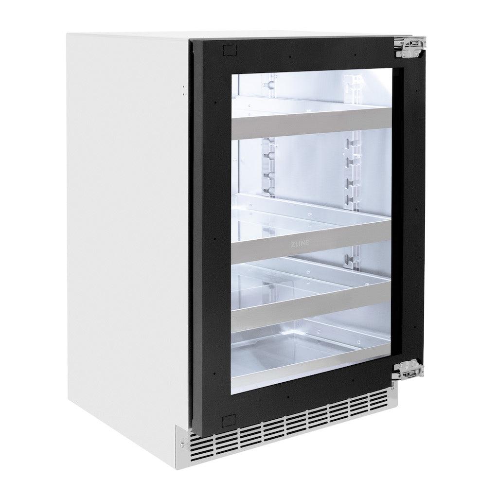 ZLINE Autograph Edition 24 Inch Built-In Beverage Refrigerator - Touchstone 151 Can Capacity, Panel Ready Glass Door with Champagne Bronze Handle (RBSPOZ 24 CB) - Perfect for Home Bar, Kitchen, or Office Drink Storage