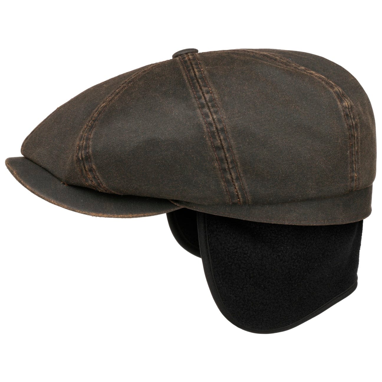 Stetson Hatteras Datto Flat Cap with Ear Flaps - Warm Winter Hat for Men, Outdoor Hunting & Fishing Gear, Cold Weather Accessories