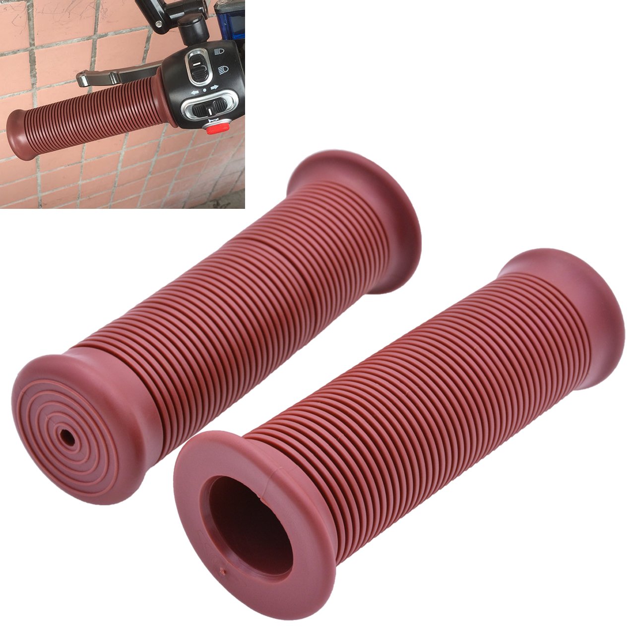 KATUR Motorcycle Handlebar Grips - Non-Slip Rubber Open End Thruster Grip (7/8