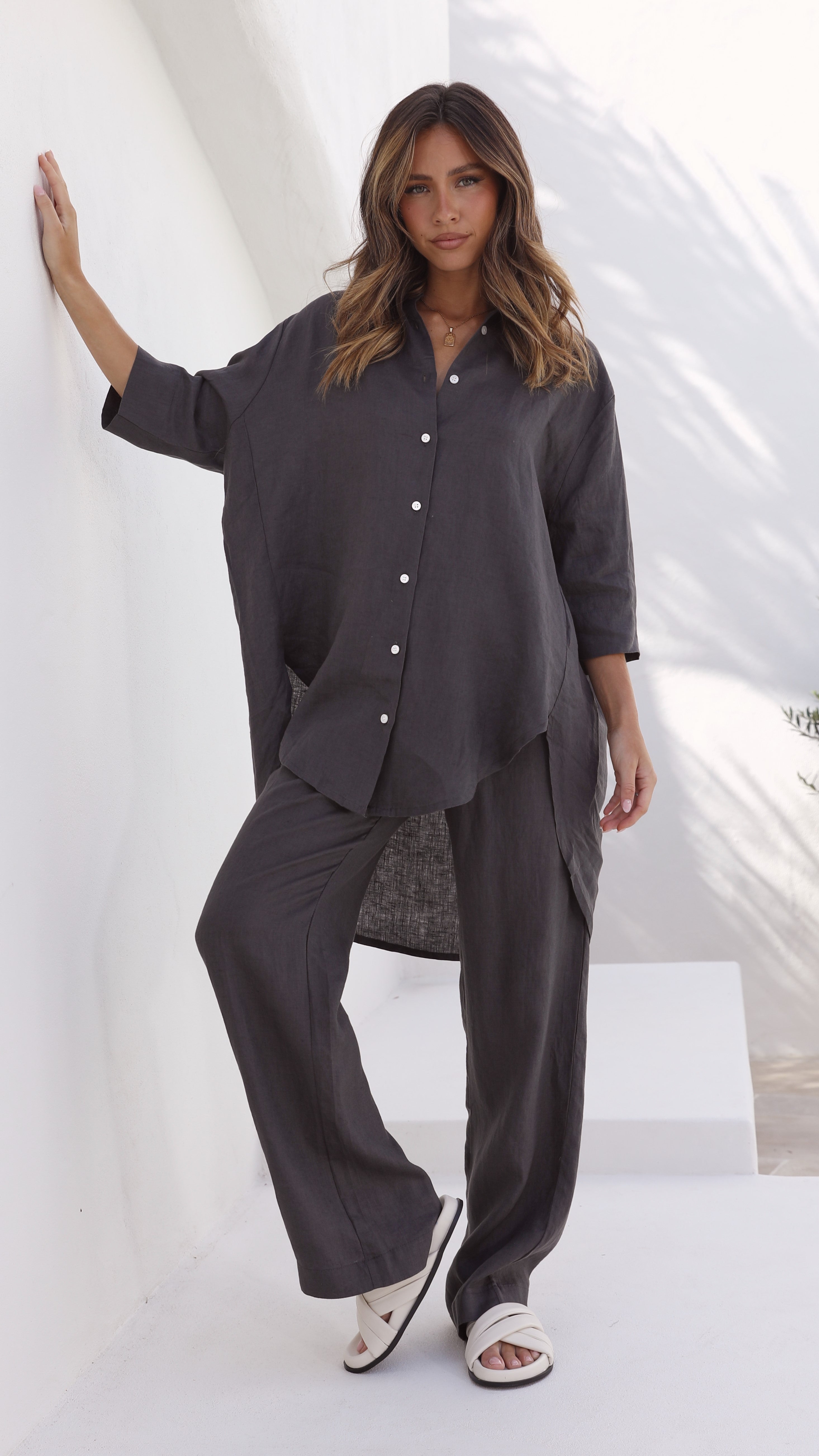 Premium Linen Lounge Pants for Women - Soft & Breathable Coal Black Comfort Pants - Perfect for Yoga, Home Relaxation & Casual Wear