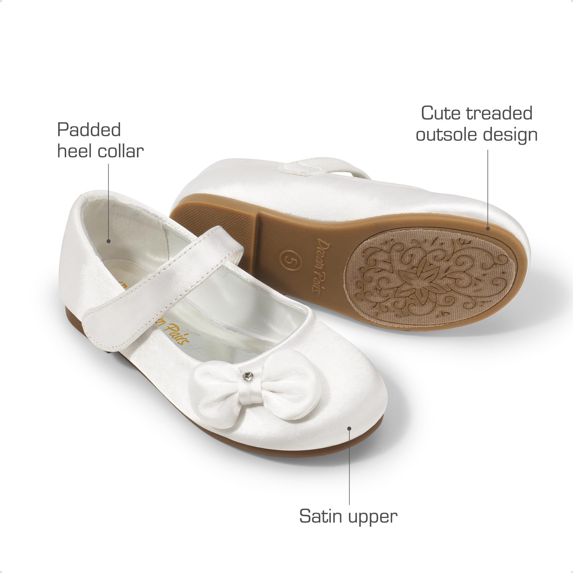 **DREAM PAIRS Toddler Girls Mary Jane Flats - Side Bow Ballet Shoes for Toddlers & Little Girls | Comfortable Dress Shoes for Weddings, Parties & Special Occasions**