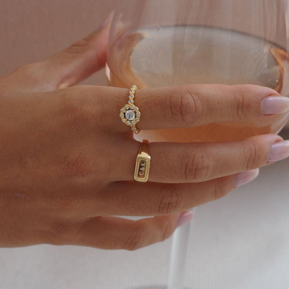 18K Gold Maya Diamond Ring for Women - Elegant Solitaire Engagement & Wedding Band Jewelry Gift for Her