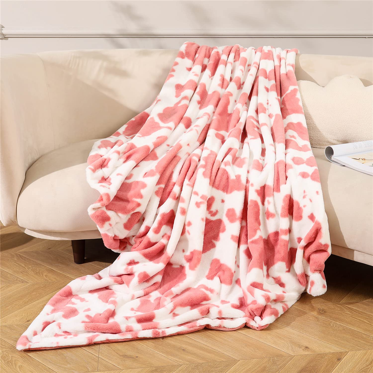 RYNGHIPY Soft Flannel Fleece Cow Print Throw Blanket - 51