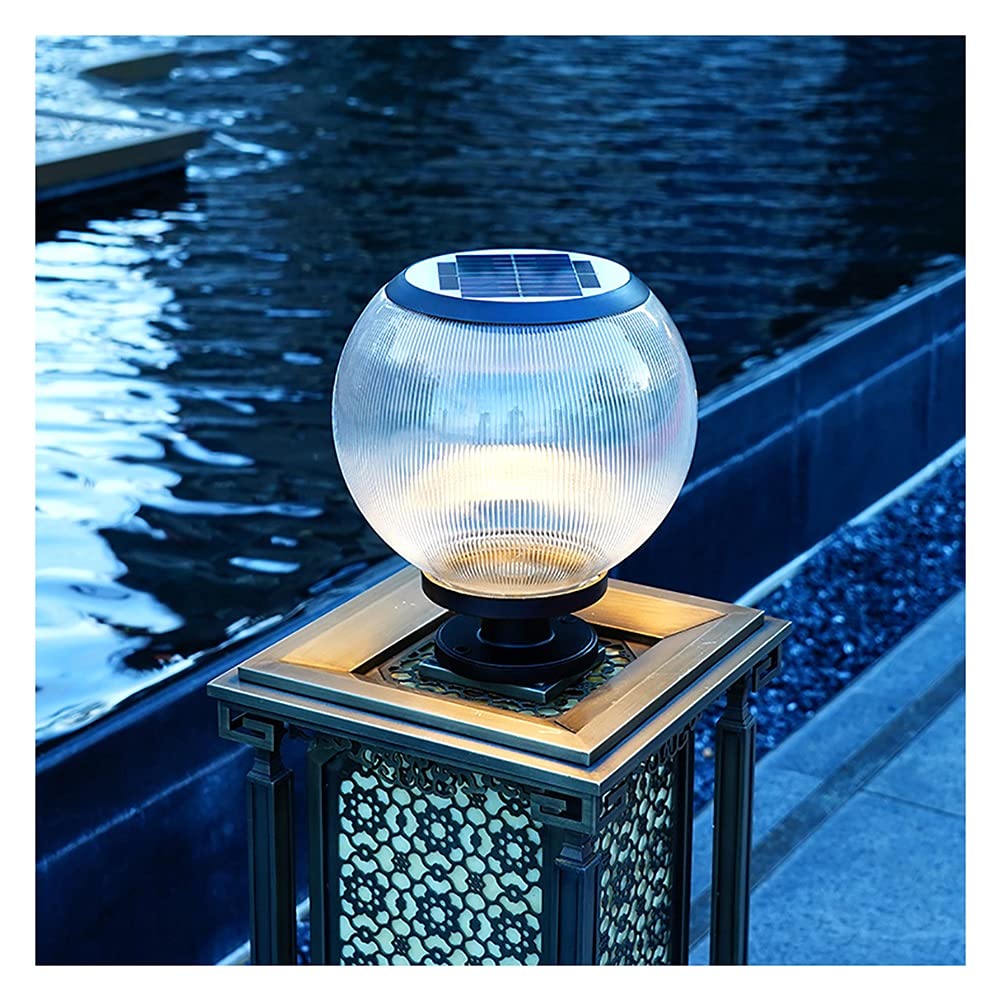 Solar Post Cap Lights Outdoor - 25cm Ball Shaped Waterproof LED Deck Lighting, Garden Pillar Lamp & Pathway Lights for Landscape, Patio, Driveway (Solar Powered) - Perfect for Backyard, Walkway, and Porch Decor