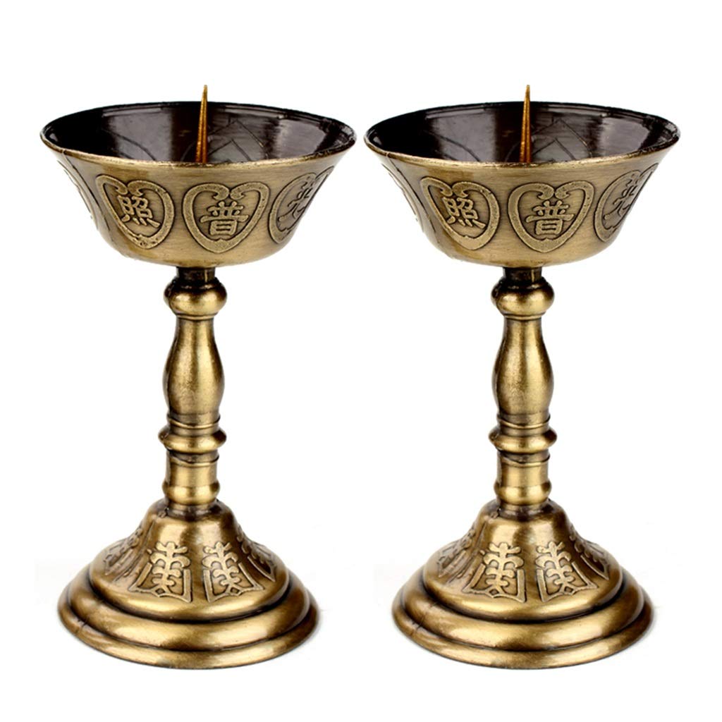 Vintage Metal Candle Holder Stand Set of 2 - Decorative Candlesticks for Living Room, Dining Table, Wedding & Party Home Decor - Elegant Table Centerpiece for Romantic Dinners & Holiday Decorations (Large Size)