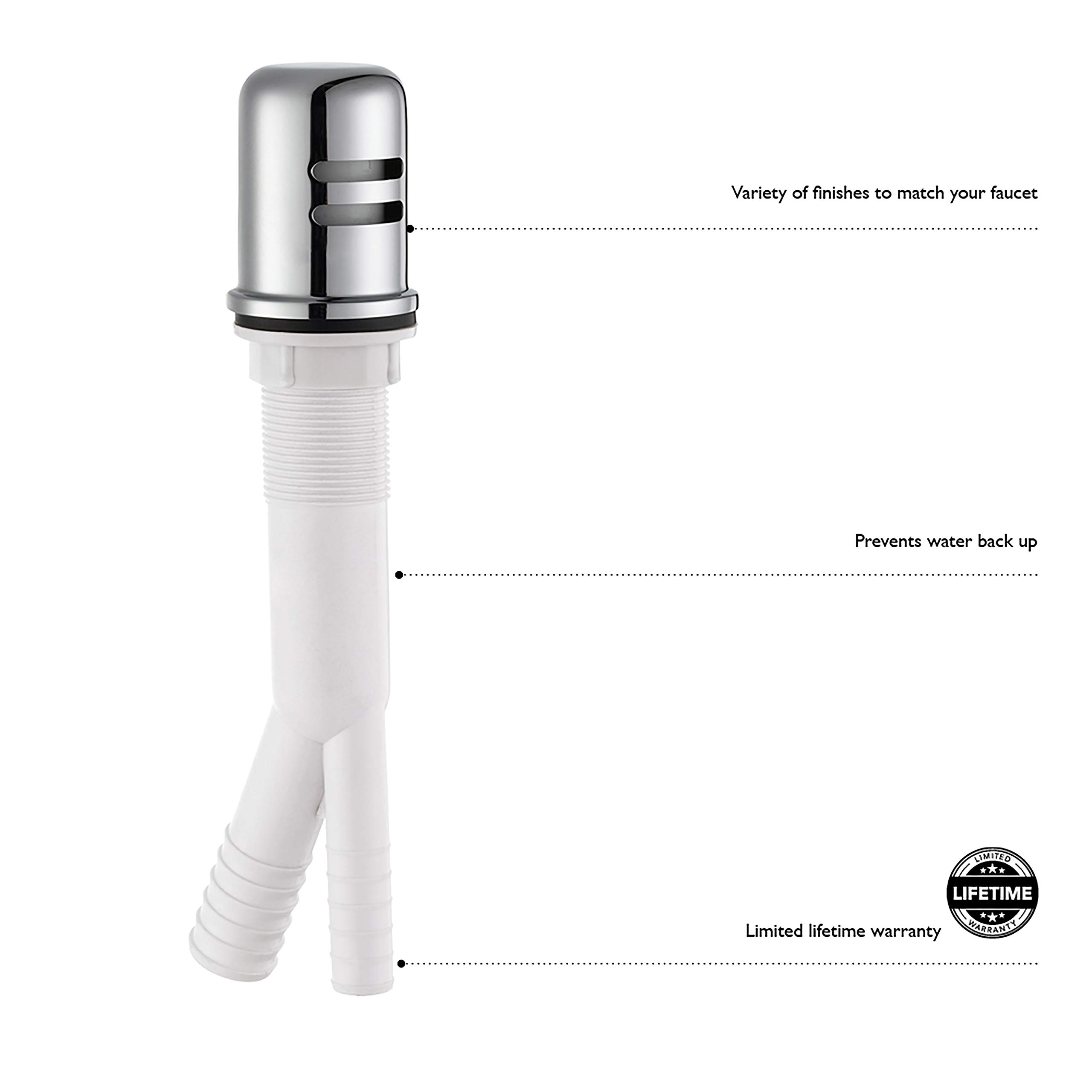 Design House 522979 Dishwasher Air Gap - Stainless Steel Sink Air Gap for Kitchen Plumbing, Prevents Backflow & Contamination - Perfect for Dishwashers, Garbage Disposals & Under Sink Installations