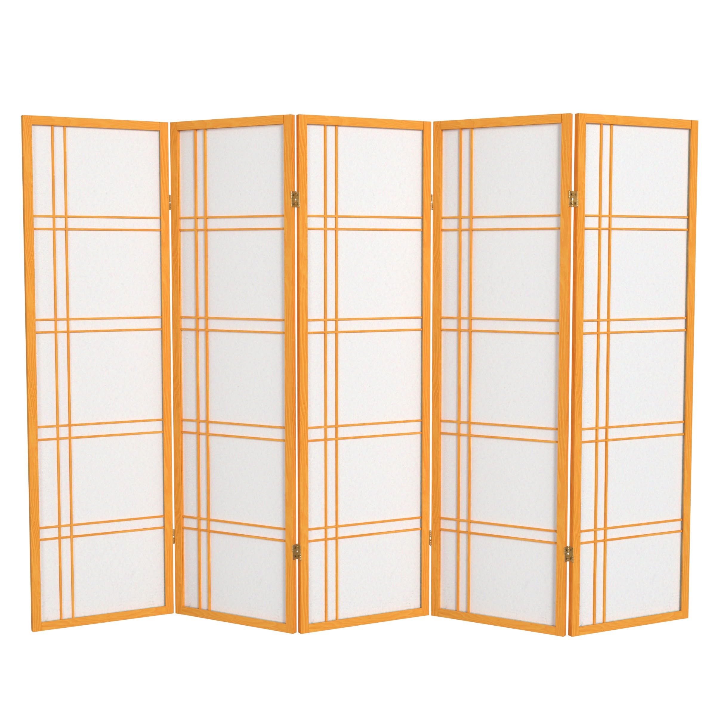 Red Lantern DC60-HON-5P 5-Panel Honey Room Divider - Traditional Asian Style Folding Screen for Home Decor, Office Partition & Event Backdrop
