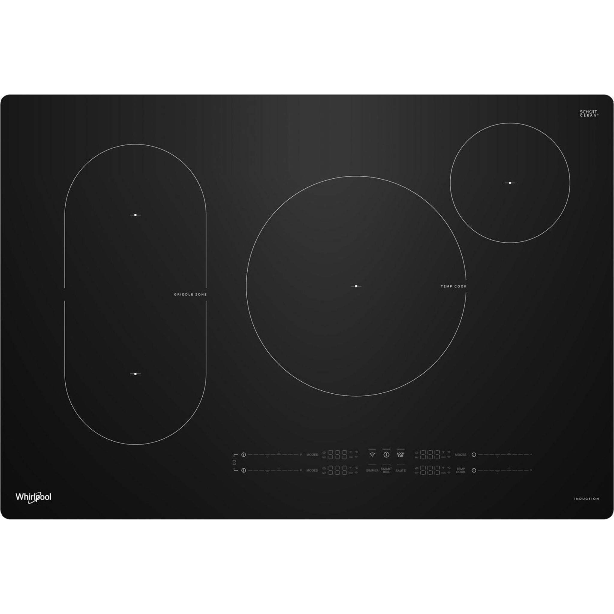 Whirlpool 30 Inch Black Induction Cooktop WCIT7030SB - Fast Heating Electric Stove for Modern Kitchen Cooking, Boiling & Frying