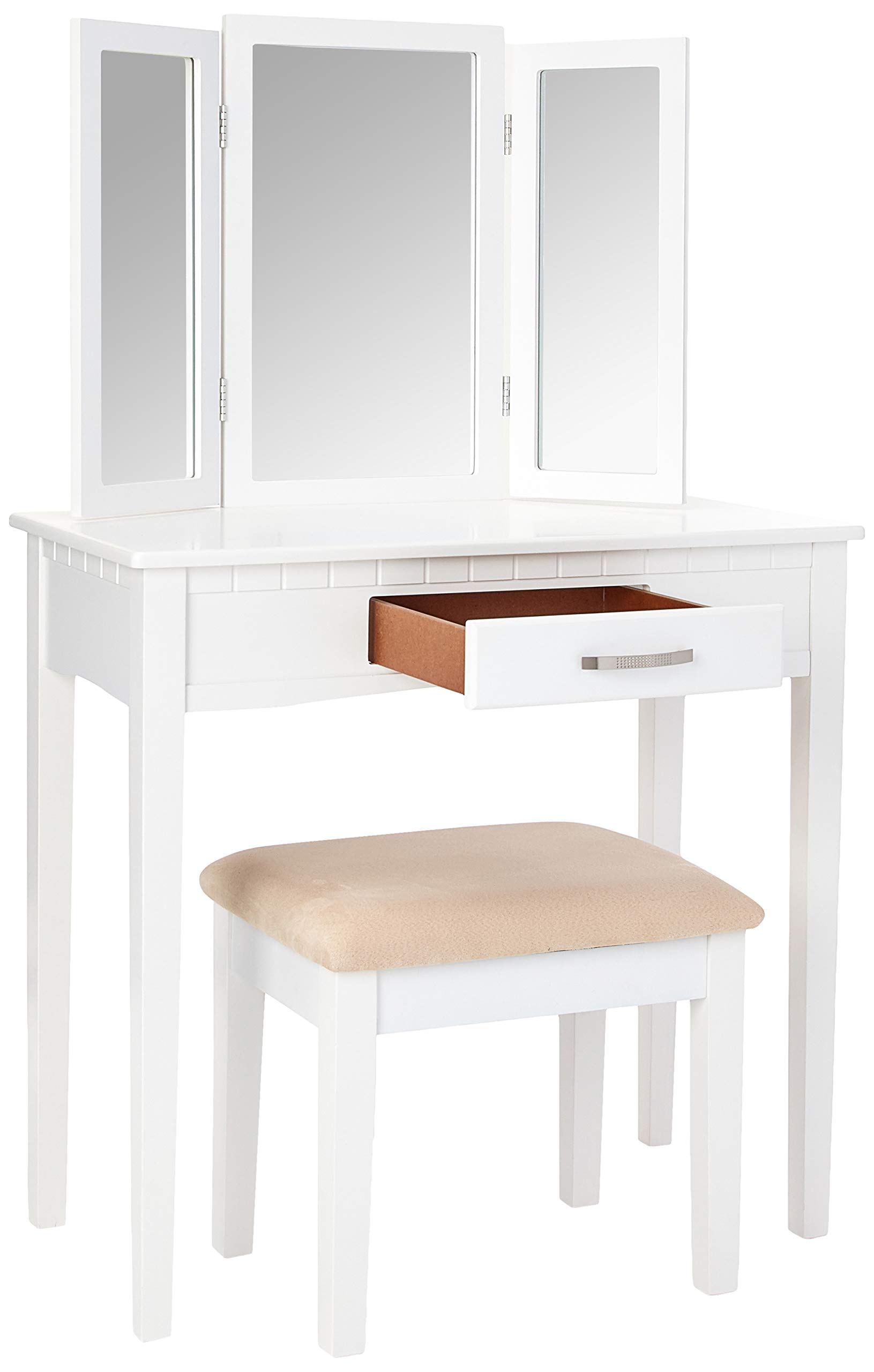Frenchi Home Furnishing Vanity Set with Stool & Mirror - Elegant Dressing Table for Bedroom, Makeup Vanity with Storage | Perfect for Women's Beauty Routine & Bedroom Decor