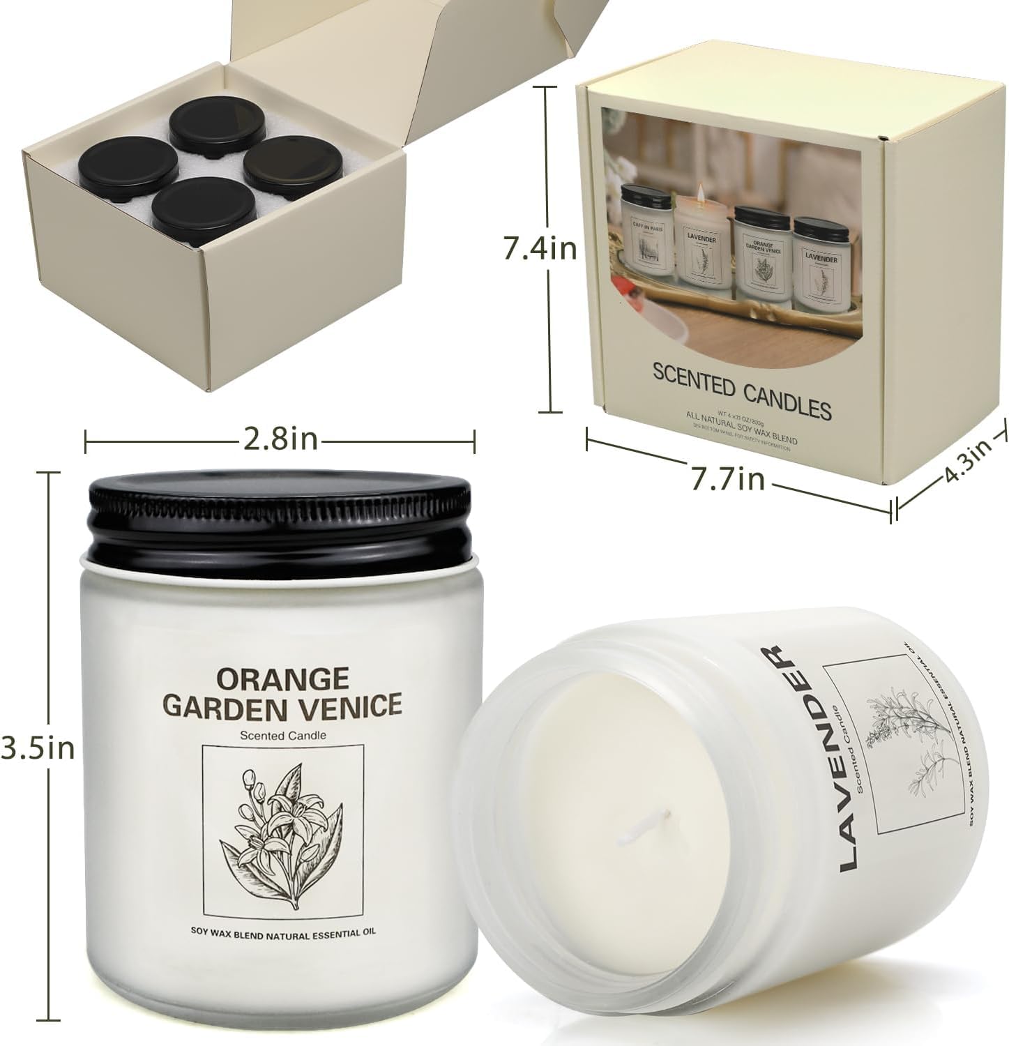 4 Pack Lavender Scented Soy Candles - 28oz Aromatherapy Candles for Home, 240 Hours Long Lasting, Perfect Gift Set for Women, Birthday, Anniversary, Christmas - Ideal for Relaxation, Spa Nights & Home Decor