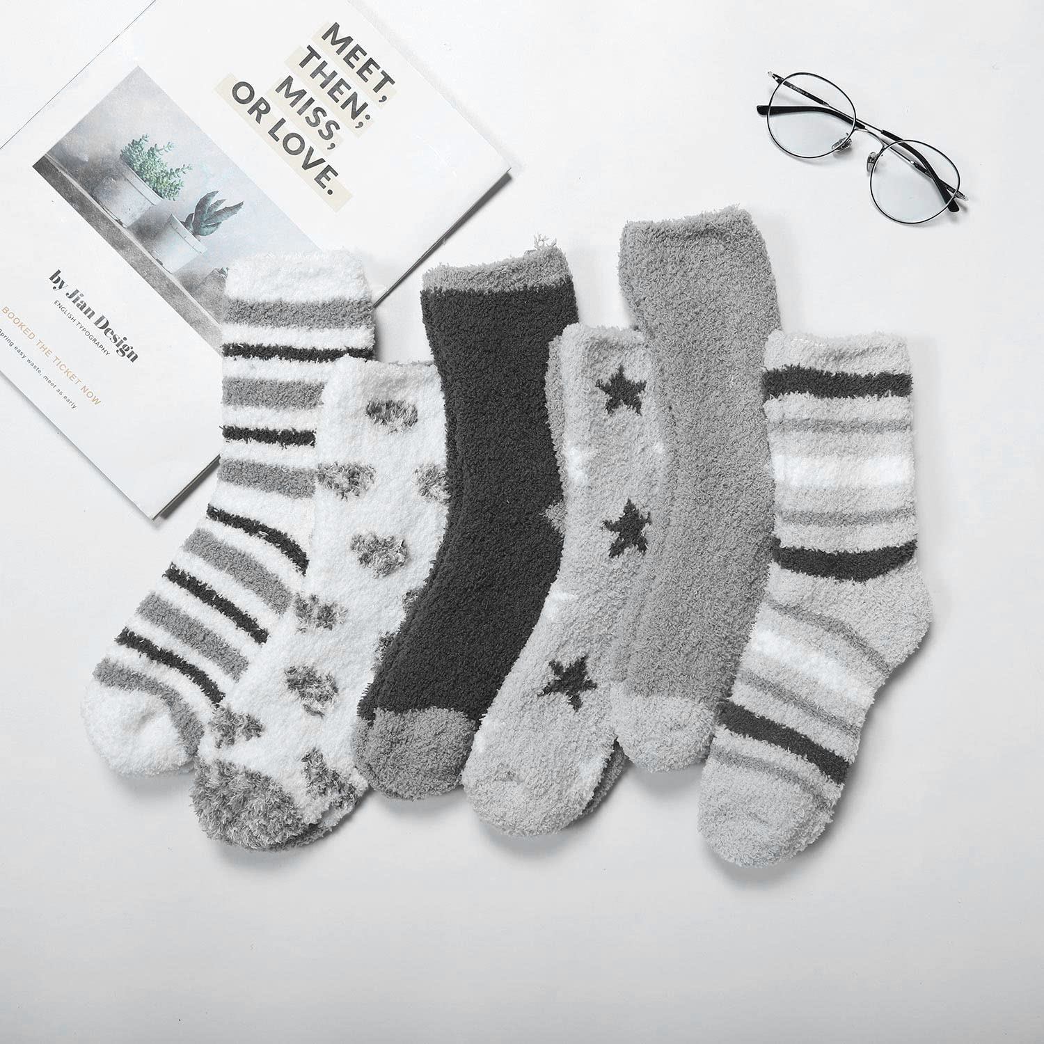 Women's Plush Slipper Socks - Warm Fuzzy Crew Socks for Winter, Soft Cozy Indoor House Shoes for Women | Perfect for Lounging at Home, Cold Weather Comfort & Gift Giving