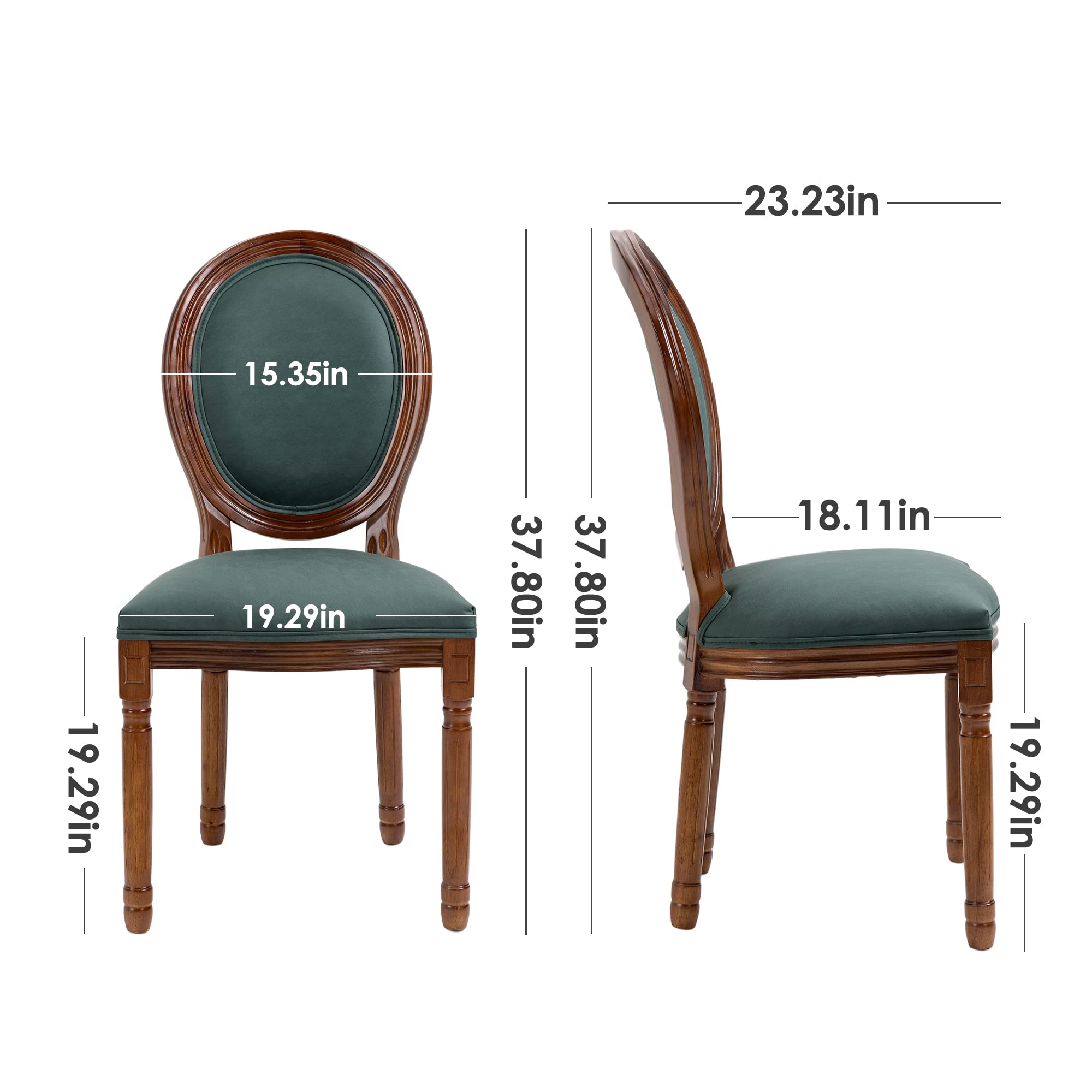 Nrizc French Dining Chairs Set of 2 - Farmhouse Style Round Back Kitchen Chairs with Solid Walnut Wood Legs, Oval Side Chairs for Dining Room, Bedroom or Office | Perfect for Home Decor, Entertaining Guests & Cozy Meals