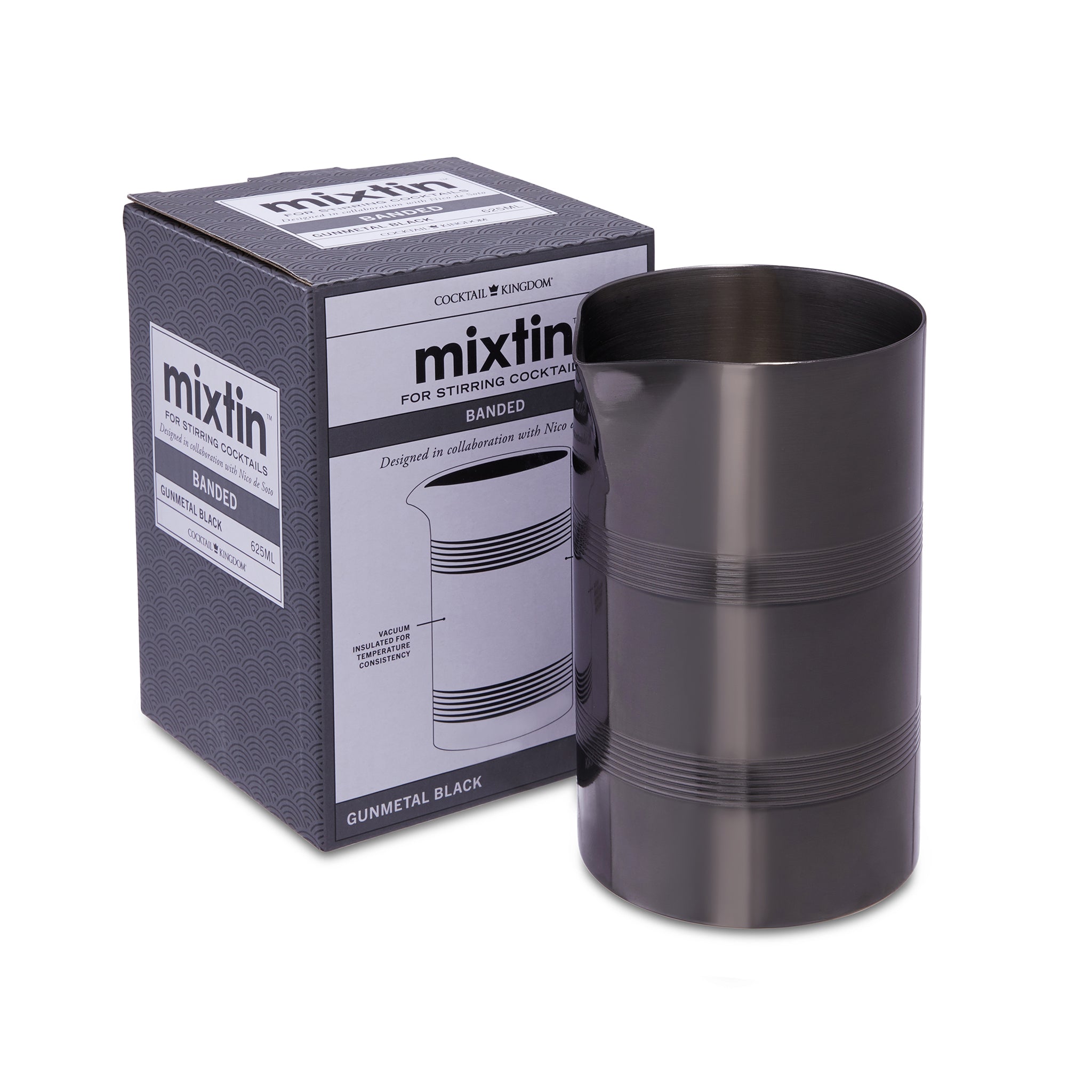 MIXTIN™ Professional Cocktail Stirring Tin - 625ml (21oz) Gunmetal Black Plated Stainless Steel Barware for Mixing Drinks, Perfect for Bartenders & Home Cocktail Making