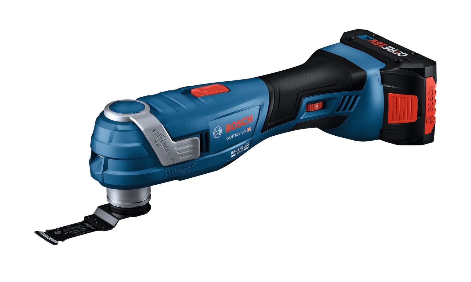 Bosch GOP18V-34B14-RT 18V Brushless Cordless Oscillating Multi-Tool Kit with StarlockPlus Technology & 4Ah Battery (Renewed) - Perfect for Woodworking, Flooring, Drywall, and DIY Home Renovation Projects