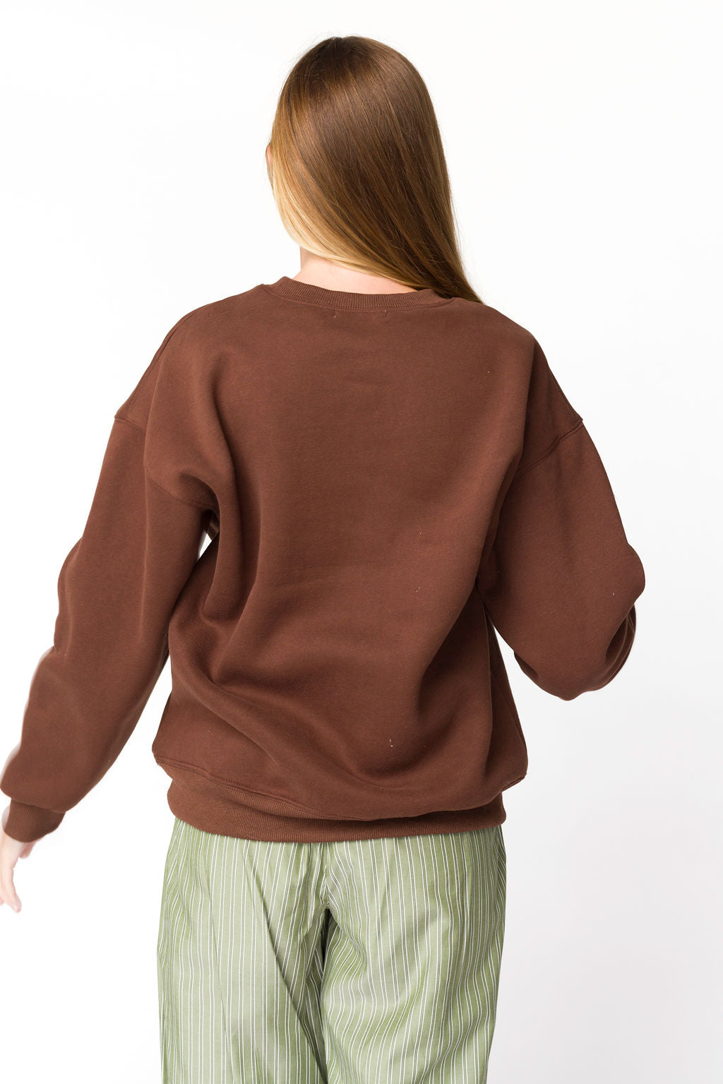 Claire Embroidered Bow Sweatshirt for Women - Chocolate Brown Pullover with Floral Embroidery | Cozy Casual Wear for Fall & Winter | Perfect for Coffee Dates, Shopping & Weekend Outings