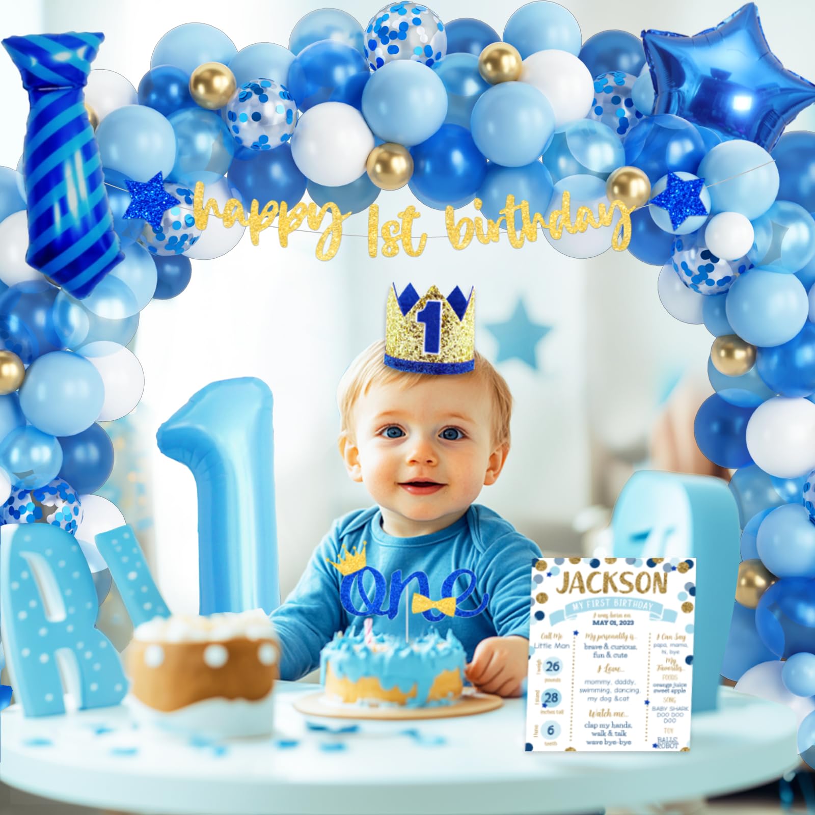 1st Birthday Decorations for Boys - Baby Boy First Birthday Party Supplies | Little Mr Onederful Theme Decor | One Year Old Birthday Party Ideas for Boys - Perfect for Baby's First Birthday Celebrations, Photo Backdrops & Cake Smash Sessions