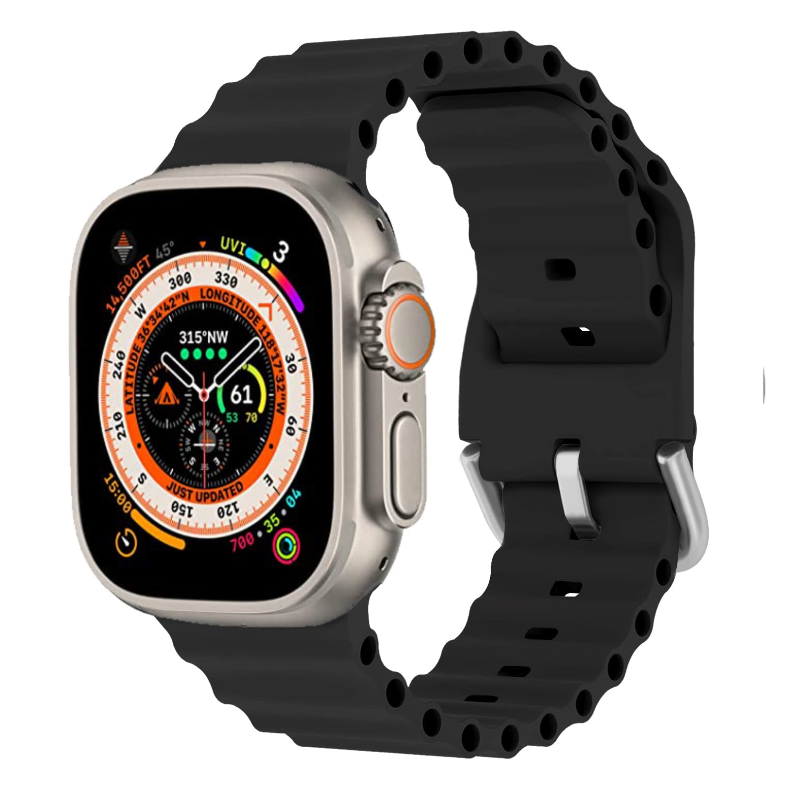 **Ocean Band for Apple Watch Ultra/Series 9/8/7/6/5/4/3/2/1 & SE - 49mm/45mm/44mm/41mm/40mm/42mm/38mm Silicone Sport Strap - Breathable, Durable Wristband for Men & Women - Perfect for Swimming, Running & Outdoor Activities**