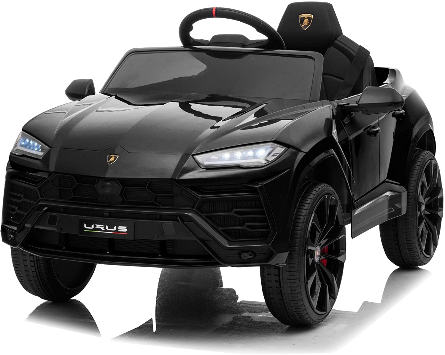 12V Licensed Lamborghini Kids Electric Ride On Car with Remote Control - AUX, Spring Suspension, LED Lights & Music - Perfect for Birthday Gifts & Outdoor Play (Black)