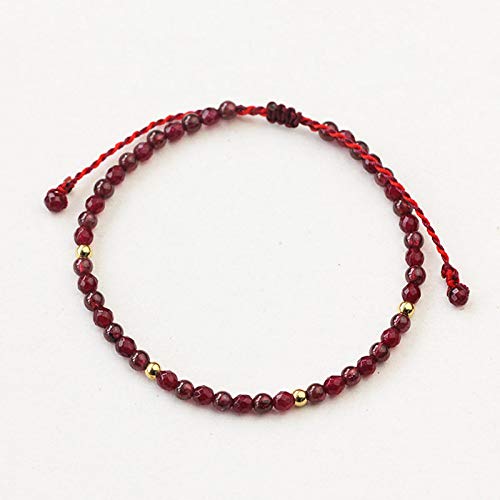 Regeek Garnet Beaded Bracelet for Women - Adjustable Natural Stone Bracelet with Braided Red Rope, Handmade Yoga Jewelry for Meditation, Wellness & Boho Fashion Accessories